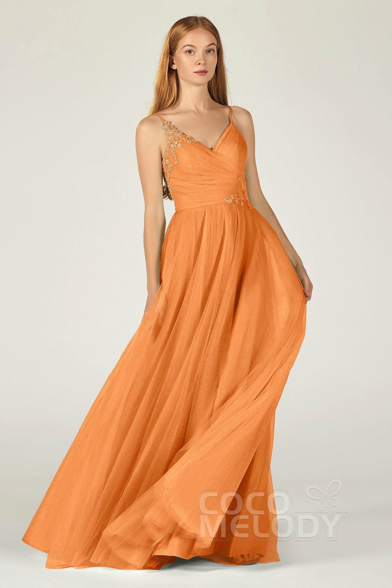A-Line Floor Length Tulle Bridesmaid Dress CB0383