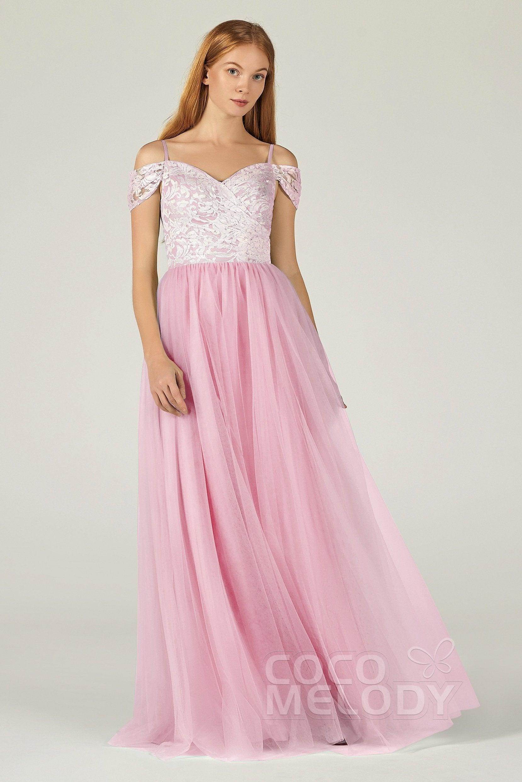 A-Line Floor Length Tulle Lace Bridesmaid Dress CB0384