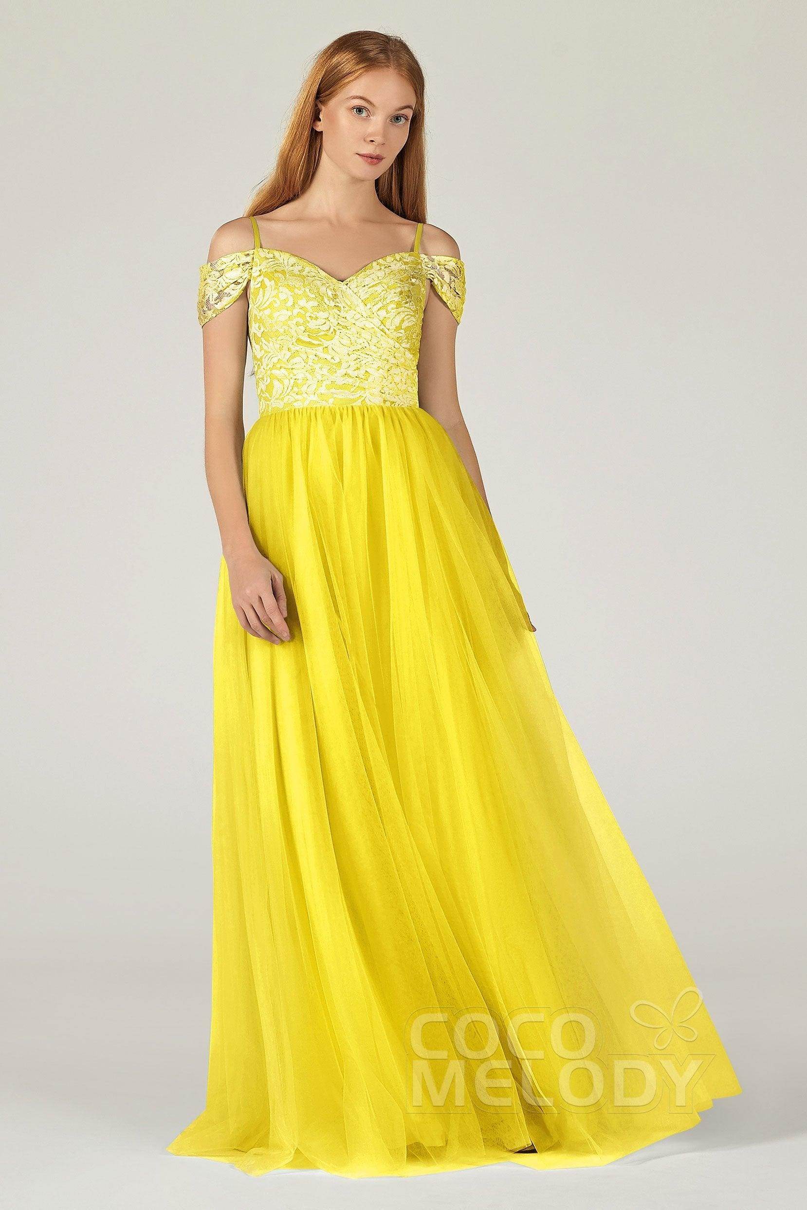 A-Line Floor Length Tulle Lace Bridesmaid Dress CB0384