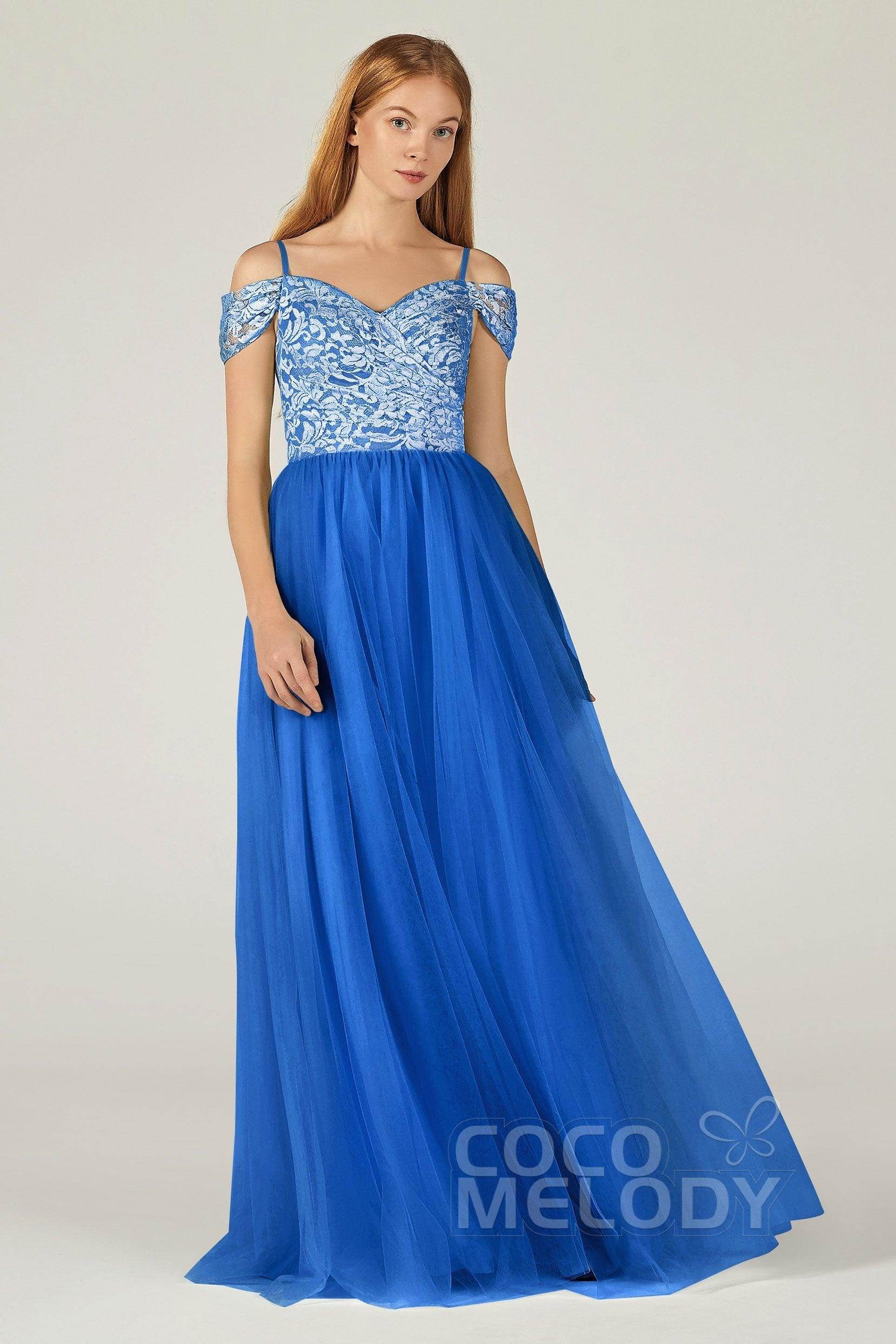 A-Line Floor Length Tulle Lace Bridesmaid Dress CB0384