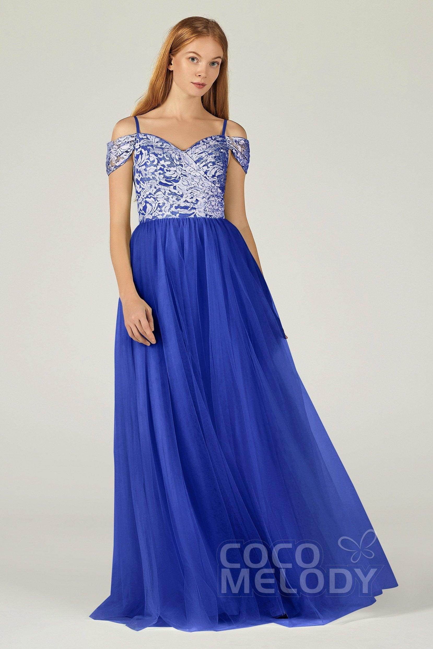 A-Line Floor Length Tulle Lace Bridesmaid Dress CB0384