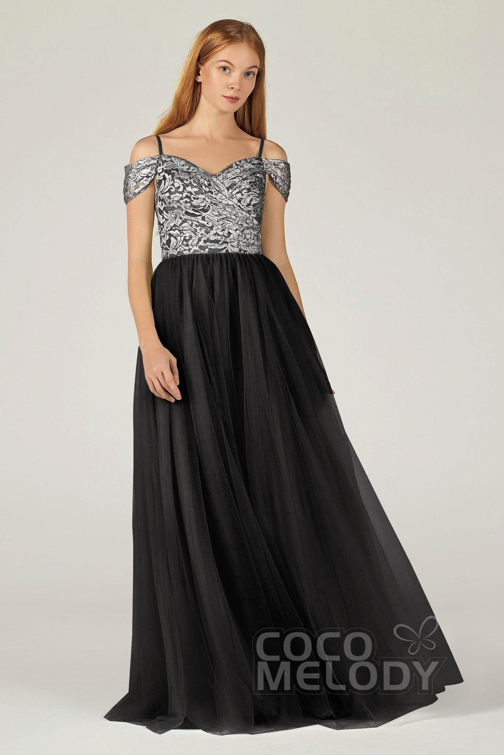 A-Line Floor Length Tulle Lace Bridesmaid Dress CB0384