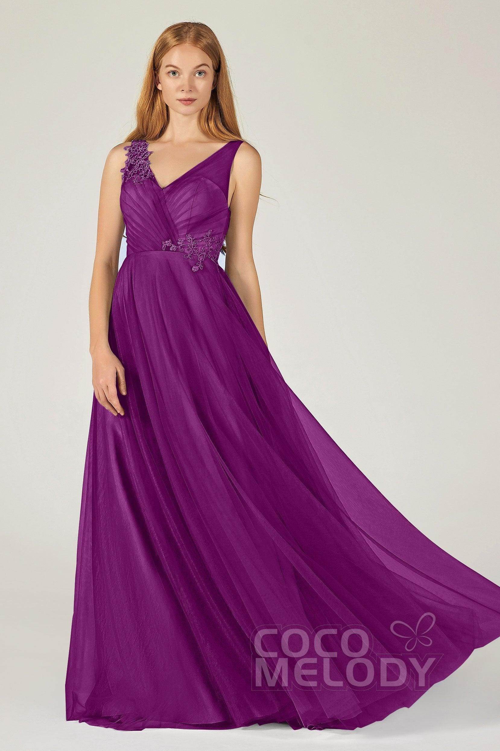 A-Line Floor Length Tulle Bridesmaid Dress CB0385