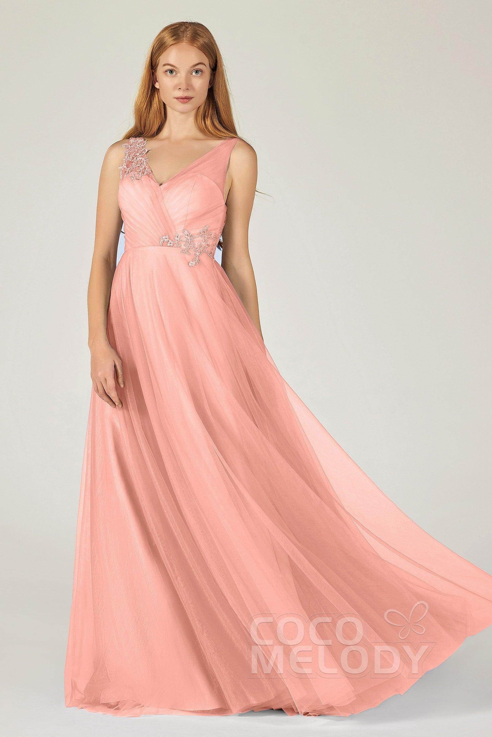 A-Line Floor Length Tulle Bridesmaid Dress CB0385