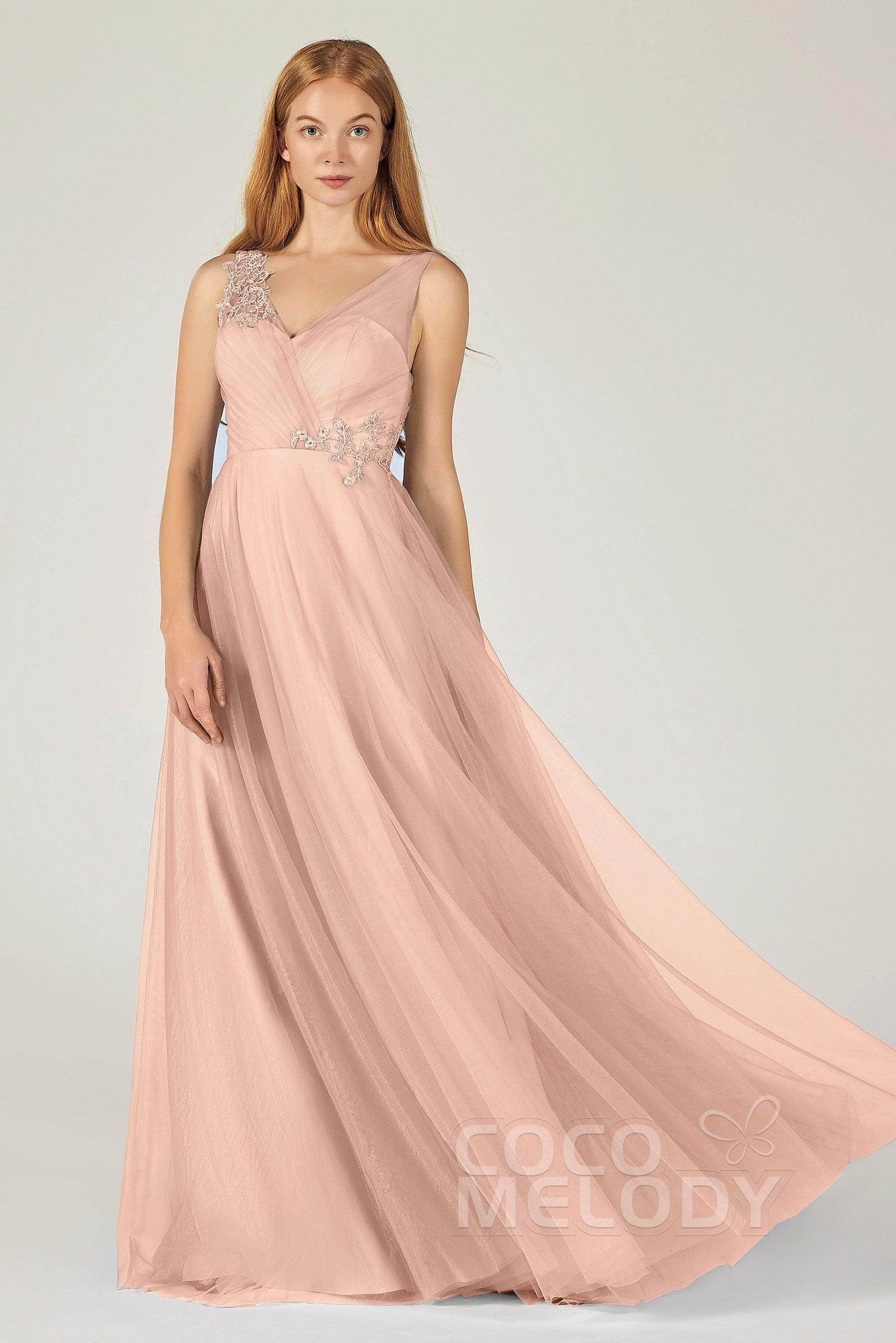A-Line Floor Length Tulle Bridesmaid Dress CB0385