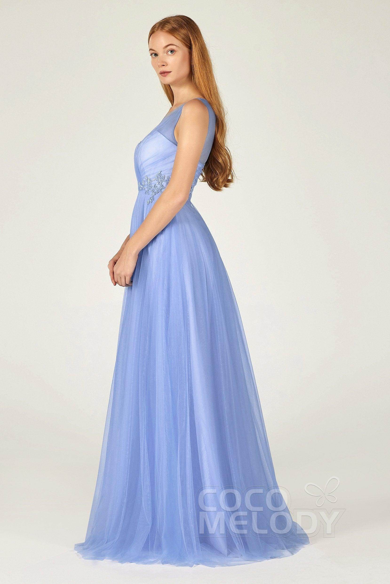A-Line Floor Length Tulle Bridesmaid Dress CB0385