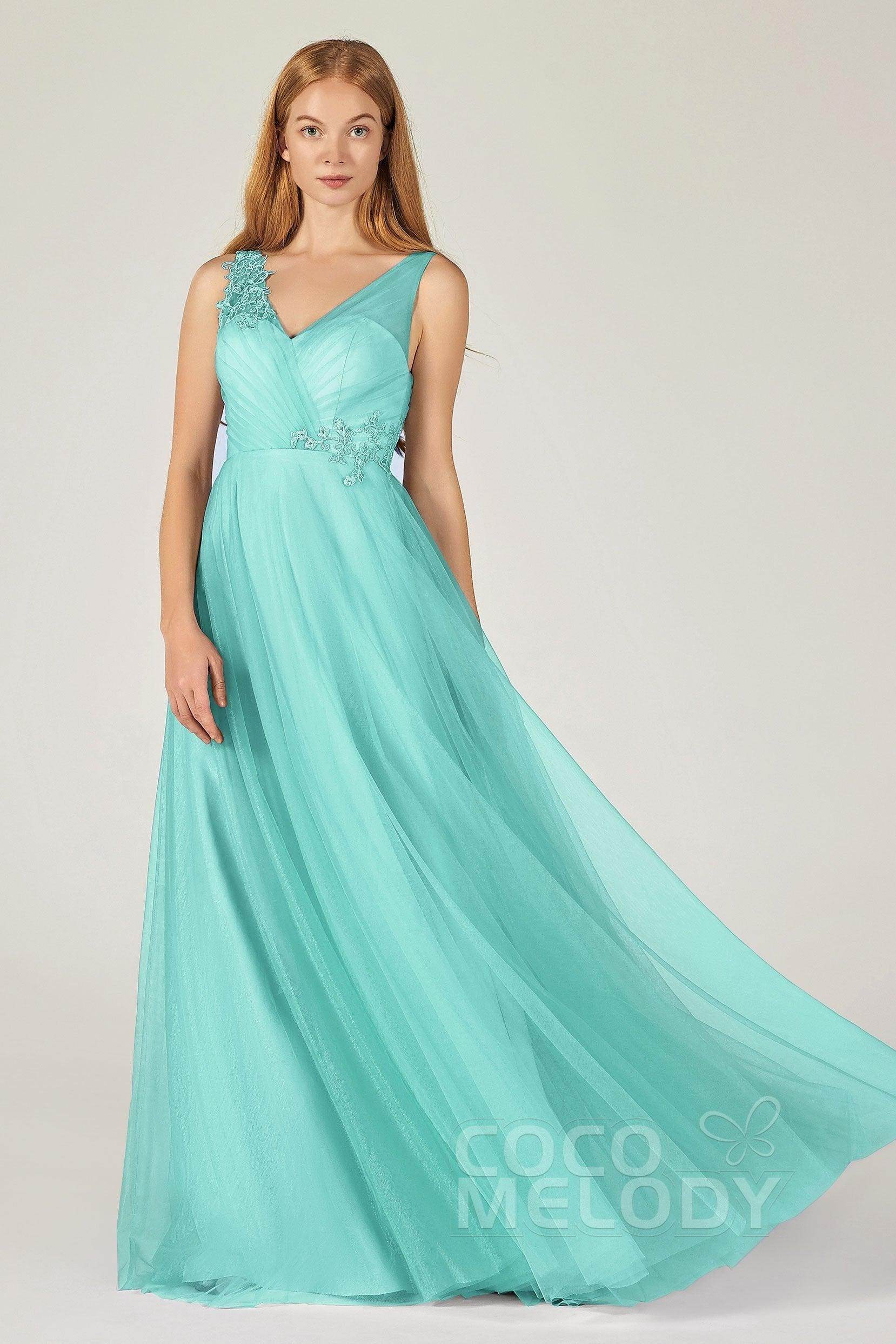 A-Line Floor Length Tulle Bridesmaid Dress CB0385