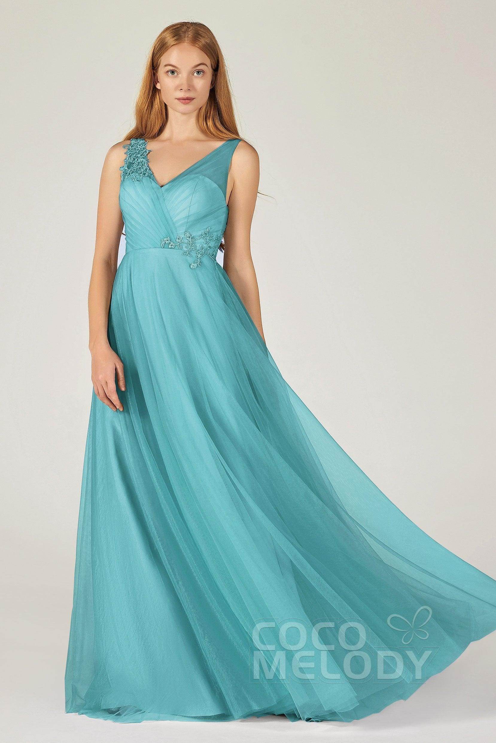 A-Line Floor Length Tulle Bridesmaid Dress CB0385