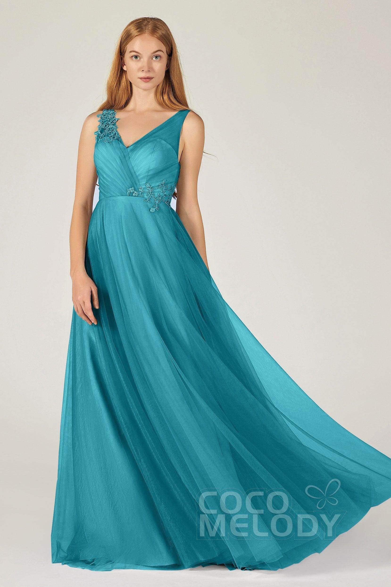 A-Line Floor Length Tulle Bridesmaid Dress CB0385