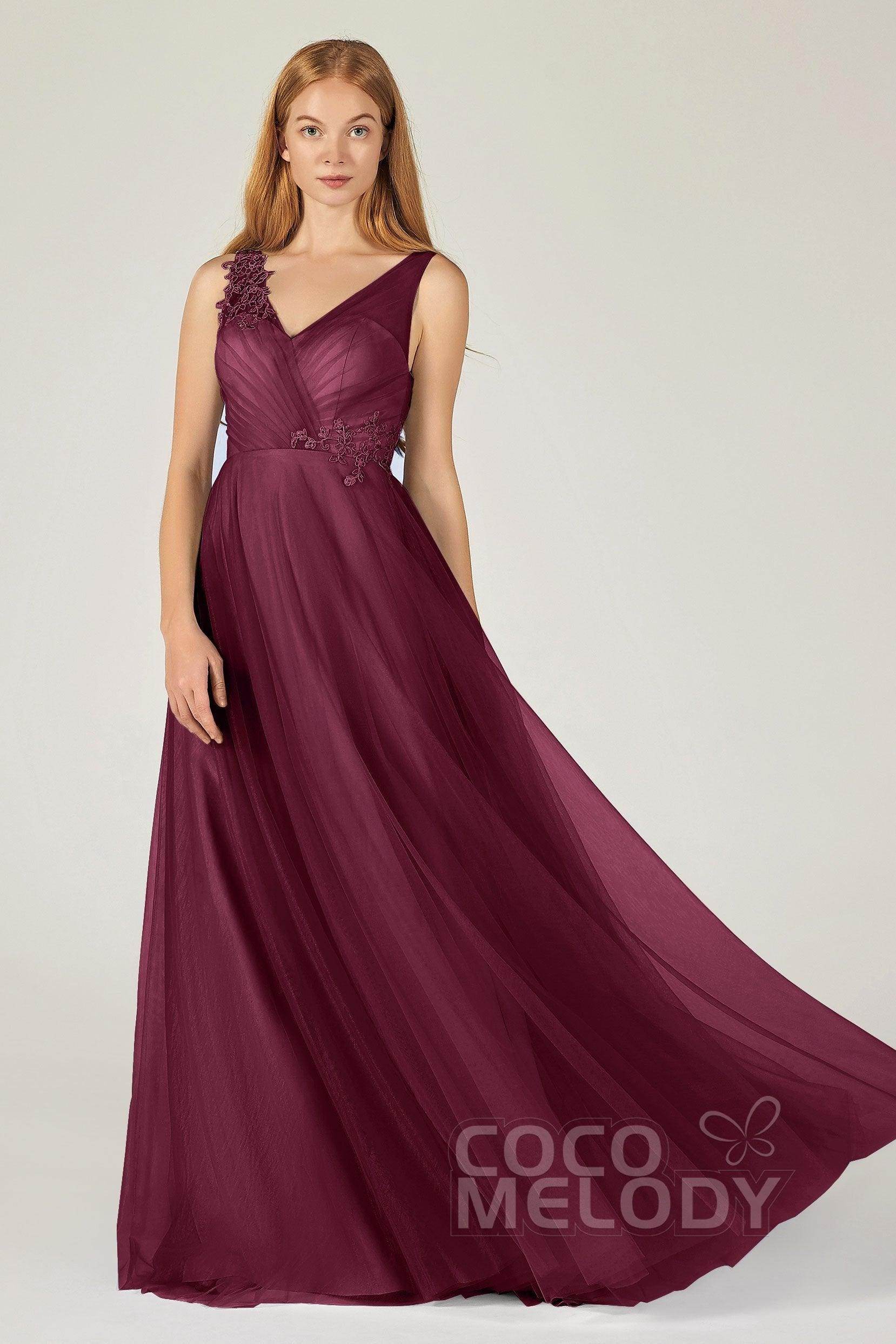 A-Line Floor Length Tulle Bridesmaid Dress CB0385