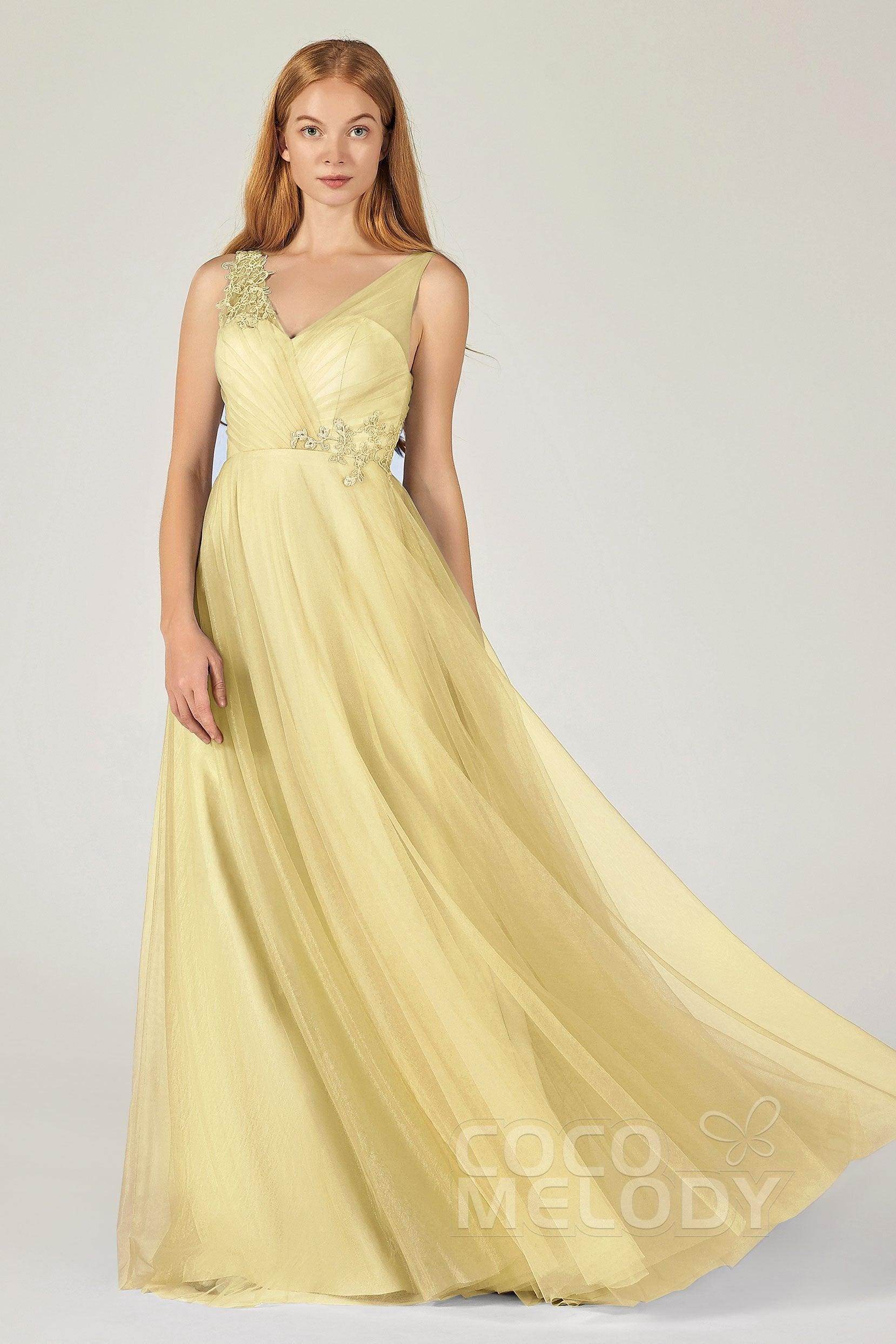 A-Line Floor Length Tulle Bridesmaid Dress CB0385