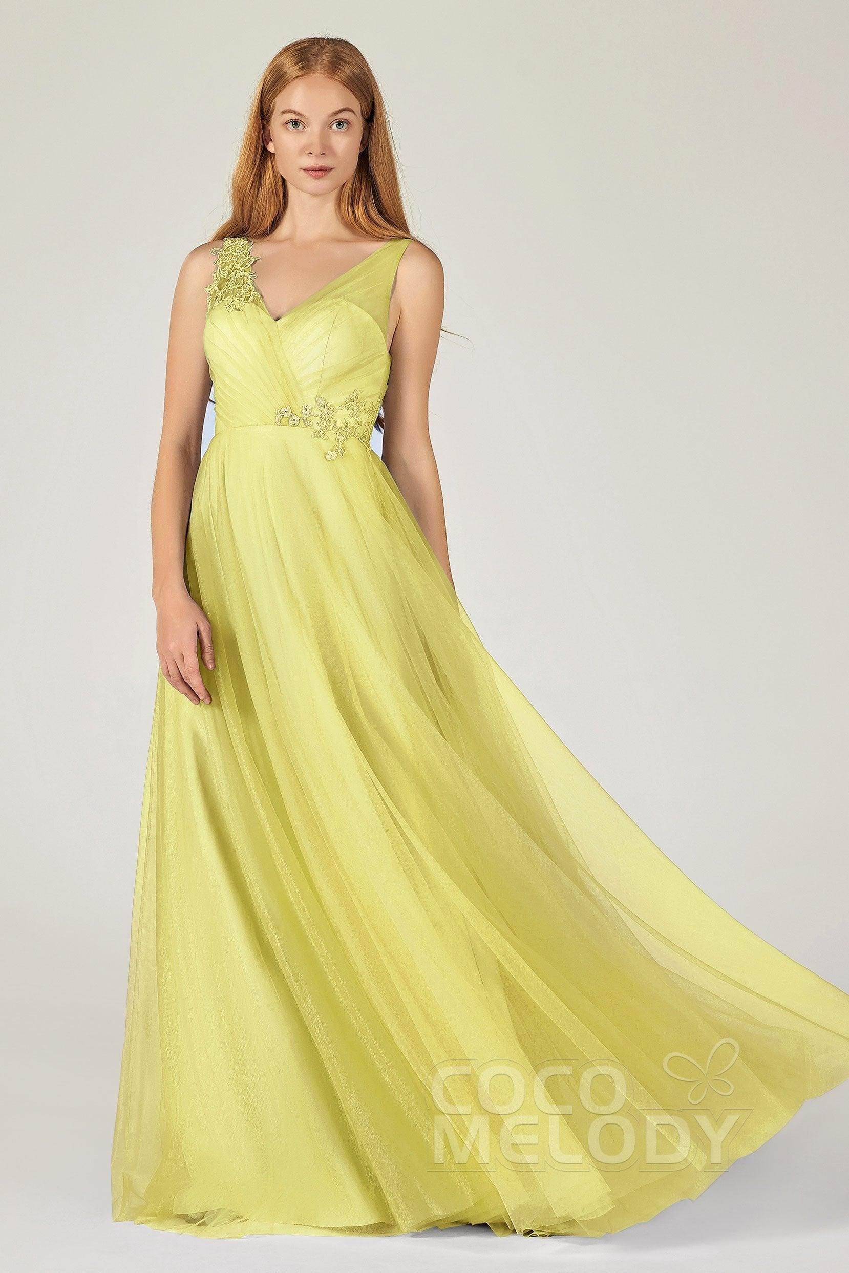 A-Line Floor Length Tulle Bridesmaid Dress CB0385