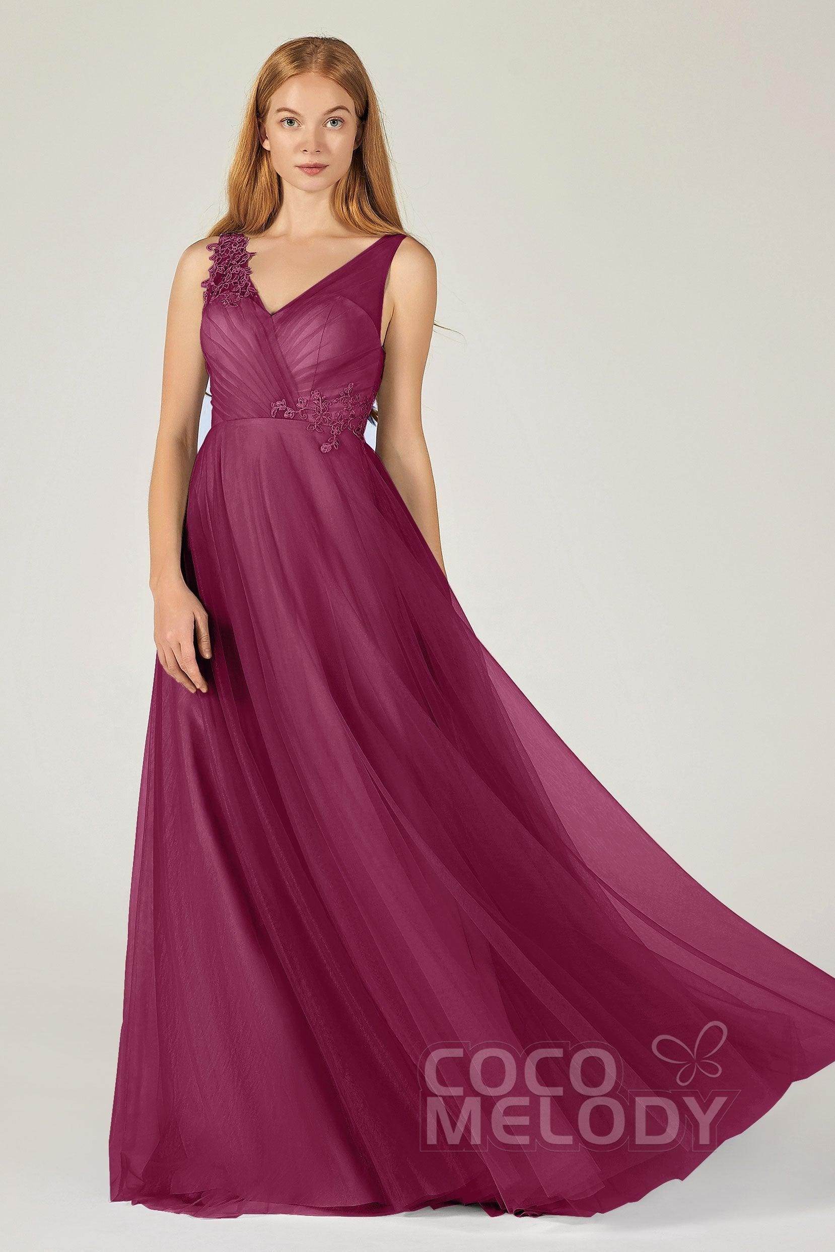 A-Line Floor Length Tulle Bridesmaid Dress CB0385