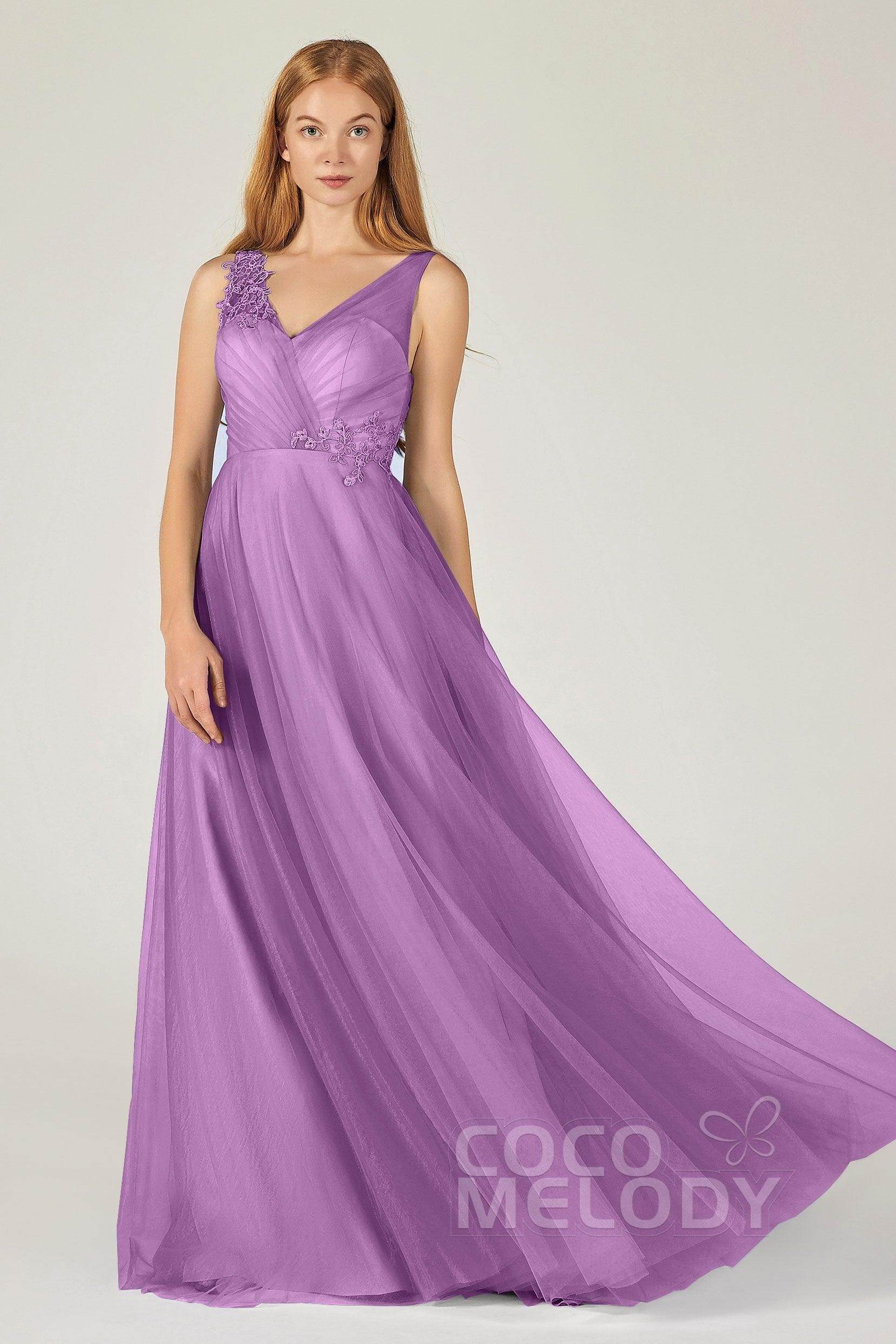 A-Line Floor Length Tulle Bridesmaid Dress CB0385