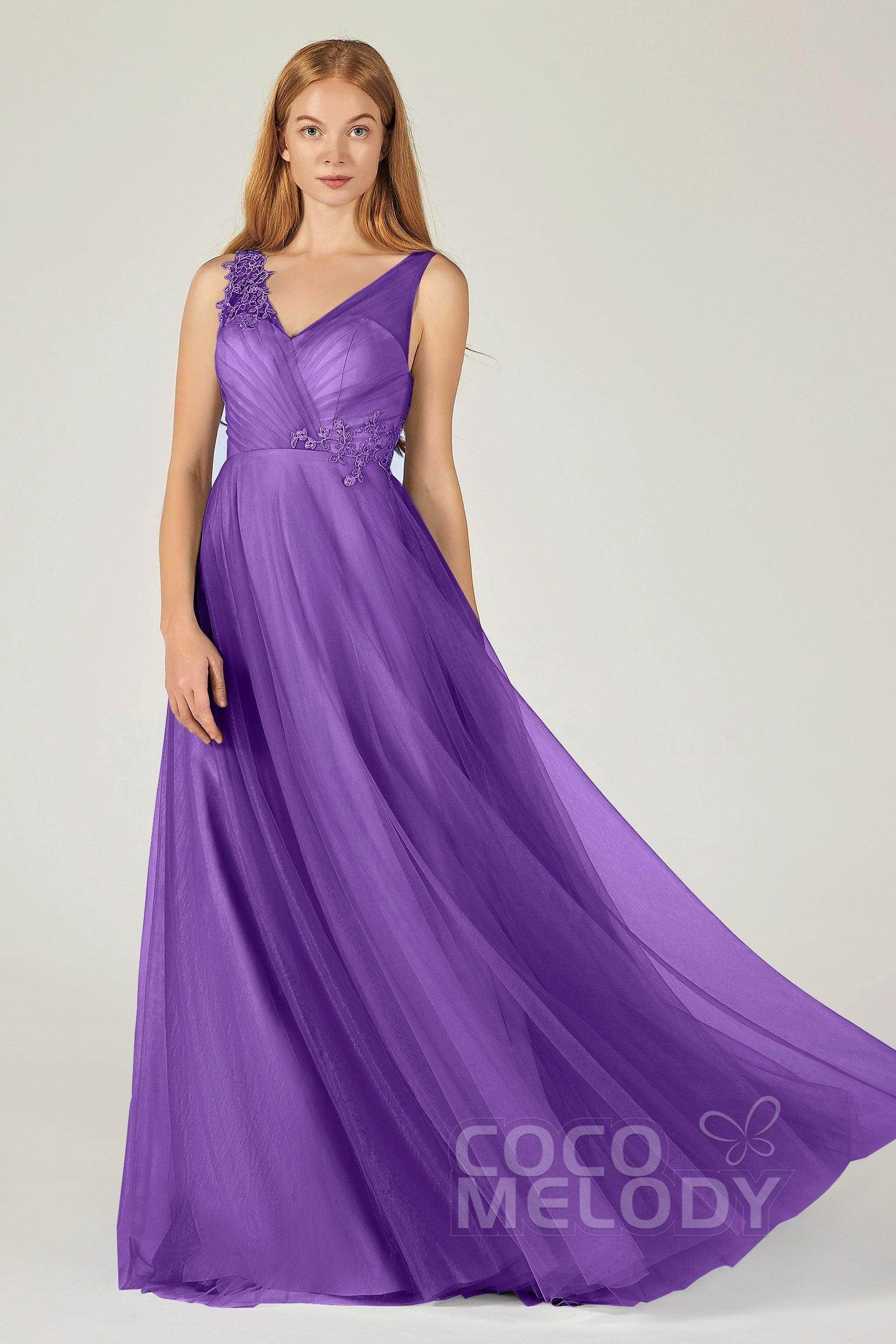 A-Line Floor Length Tulle Bridesmaid Dress CB0385