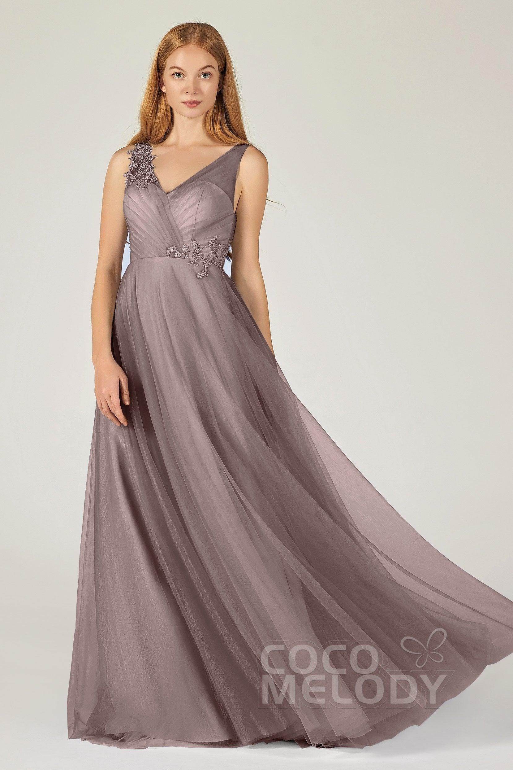 A-Line Floor Length Tulle Bridesmaid Dress CB0385