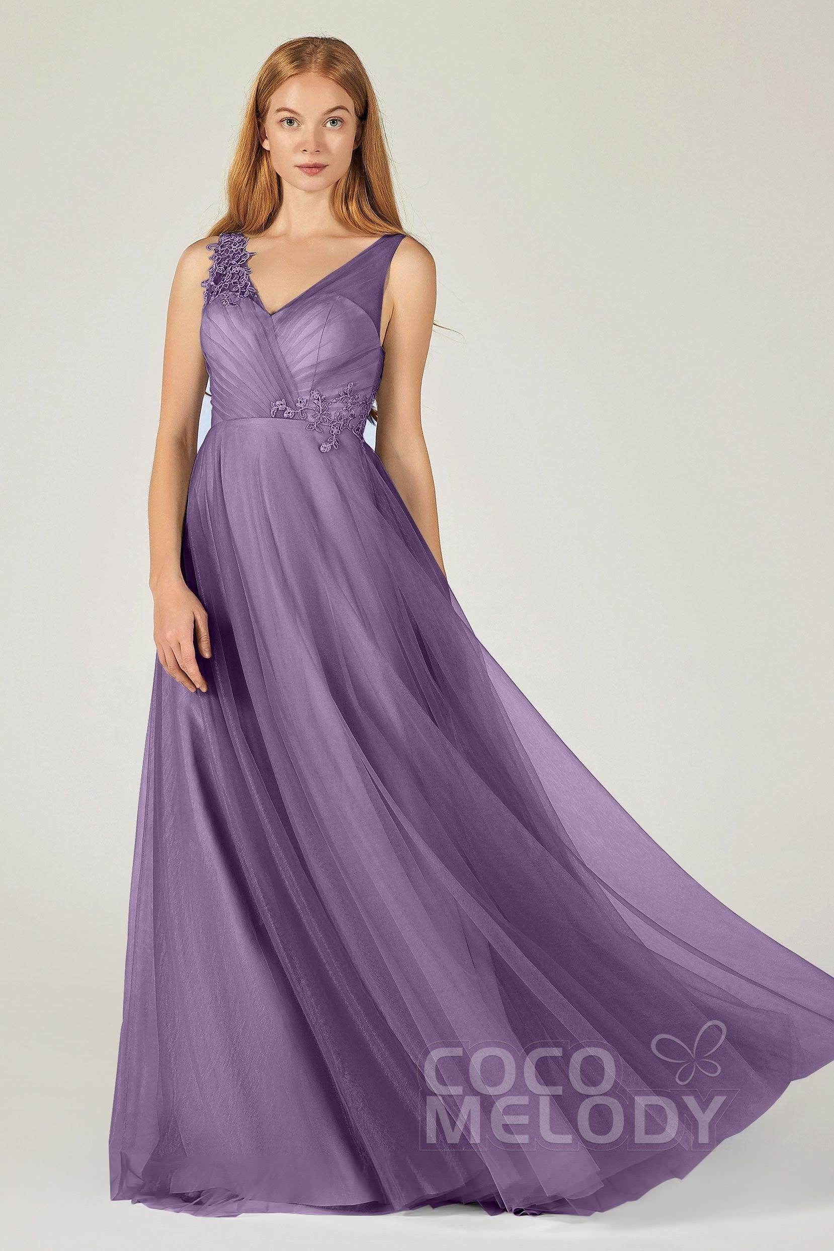 A-Line Floor Length Tulle Bridesmaid Dress CB0385
