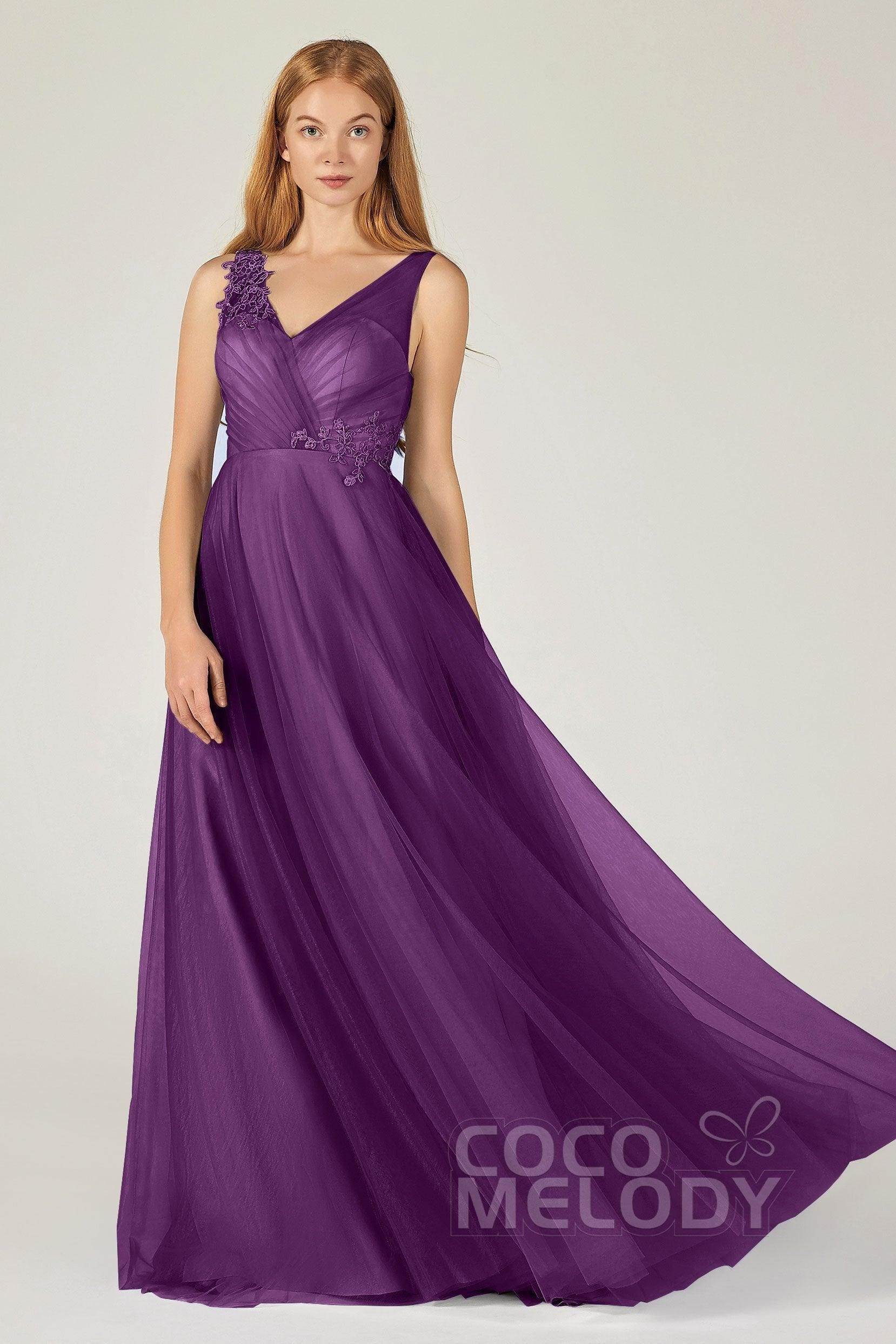 A-Line Floor Length Tulle Bridesmaid Dress CB0385
