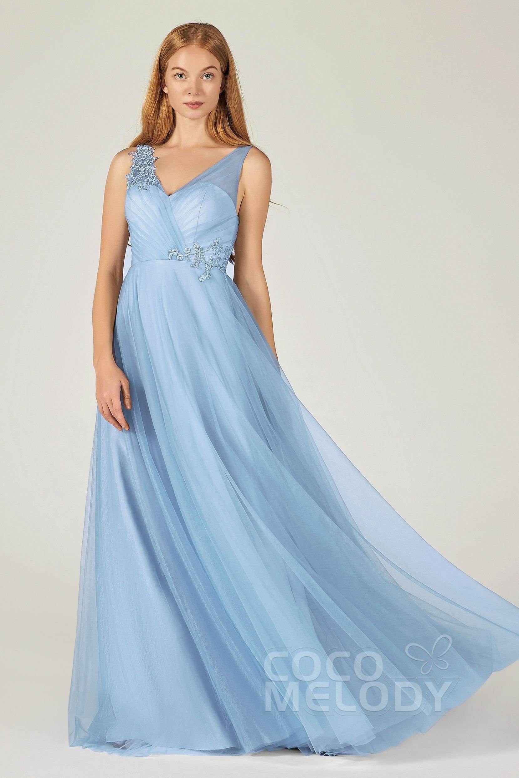 A-Line Floor Length Tulle Bridesmaid Dress CB0385