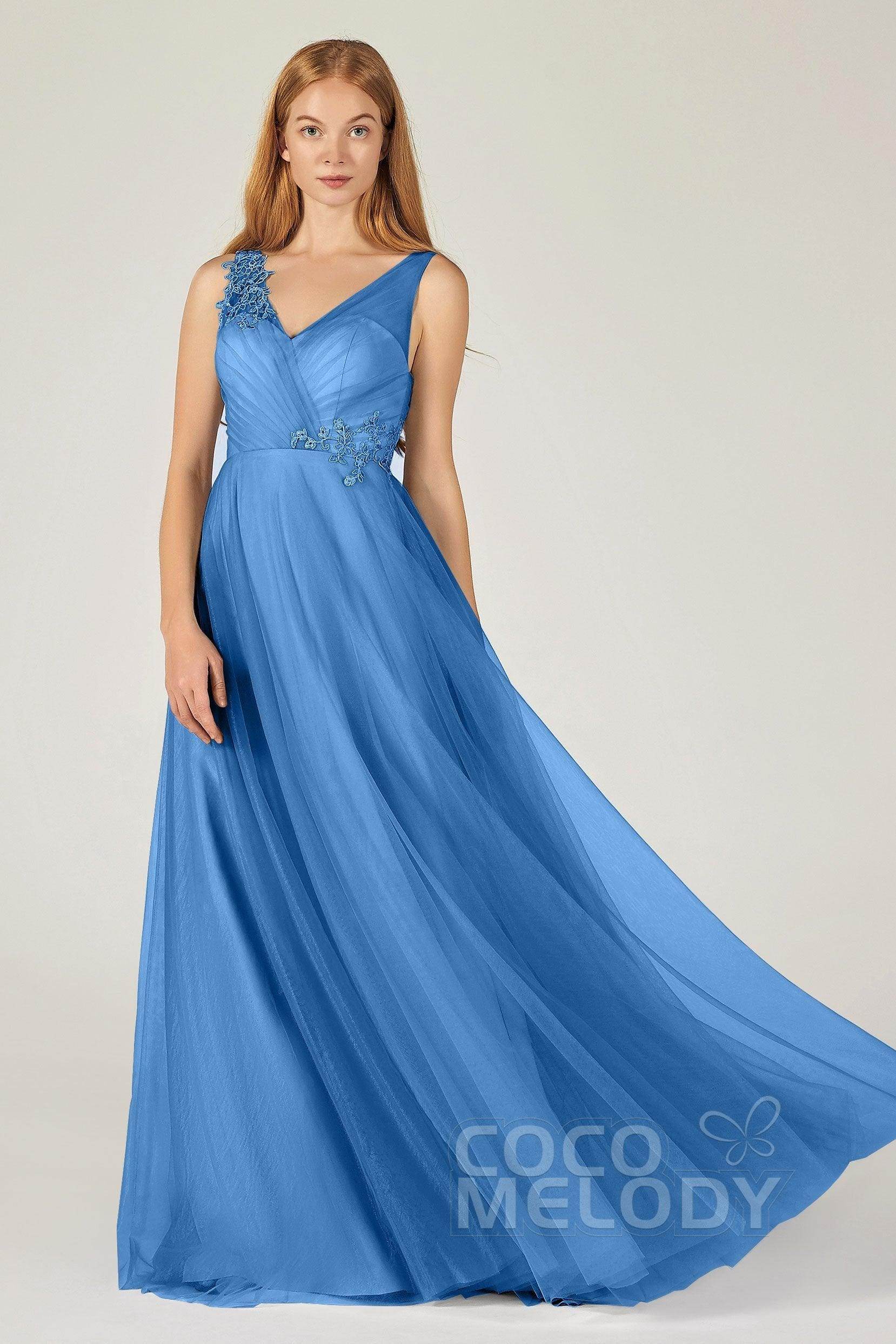 A-Line Floor Length Tulle Bridesmaid Dress CB0385