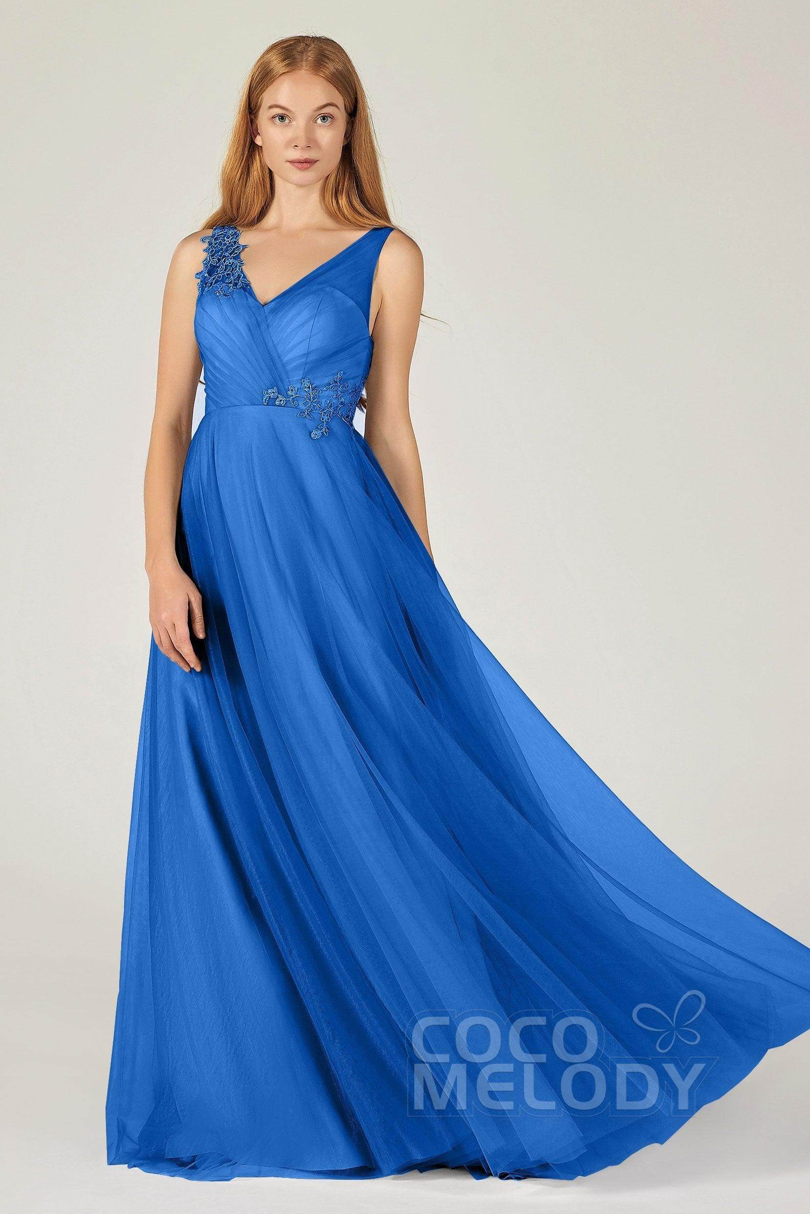 A-Line Floor Length Tulle Bridesmaid Dress CB0385