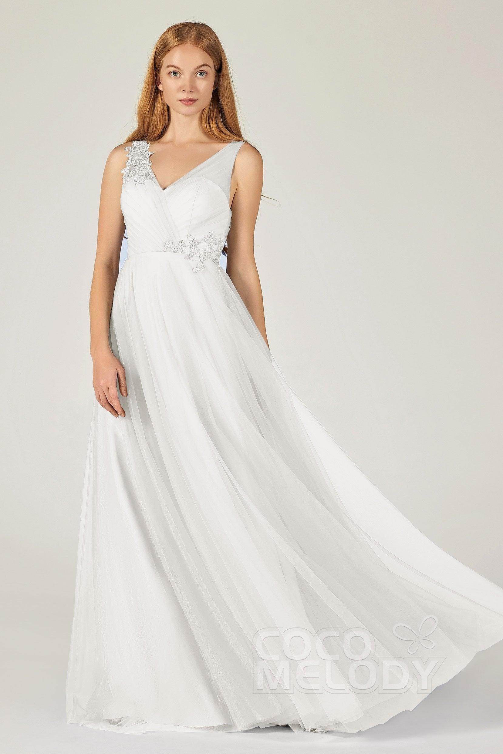 A-Line Floor Length Tulle Bridesmaid Dress CB0385
