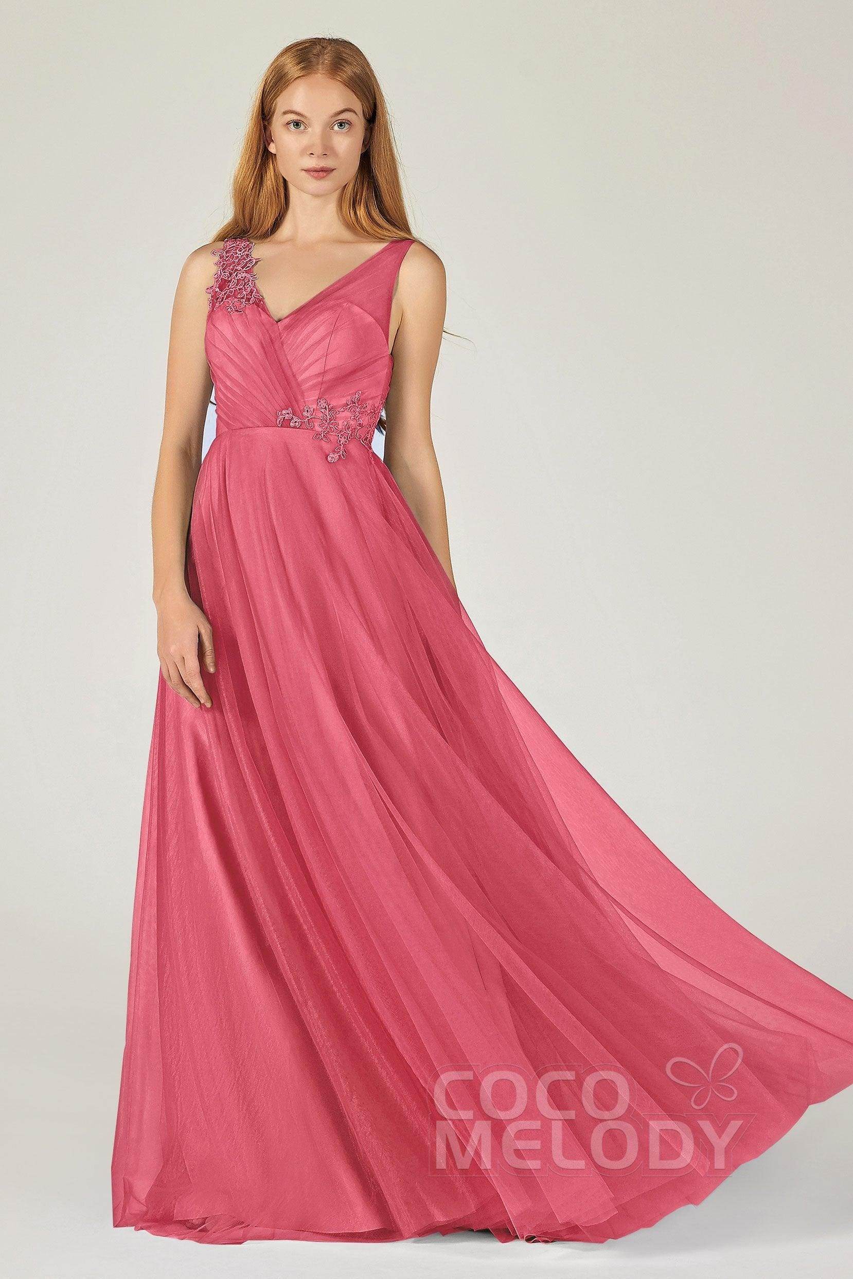 A-Line Floor Length Tulle Bridesmaid Dress CB0385