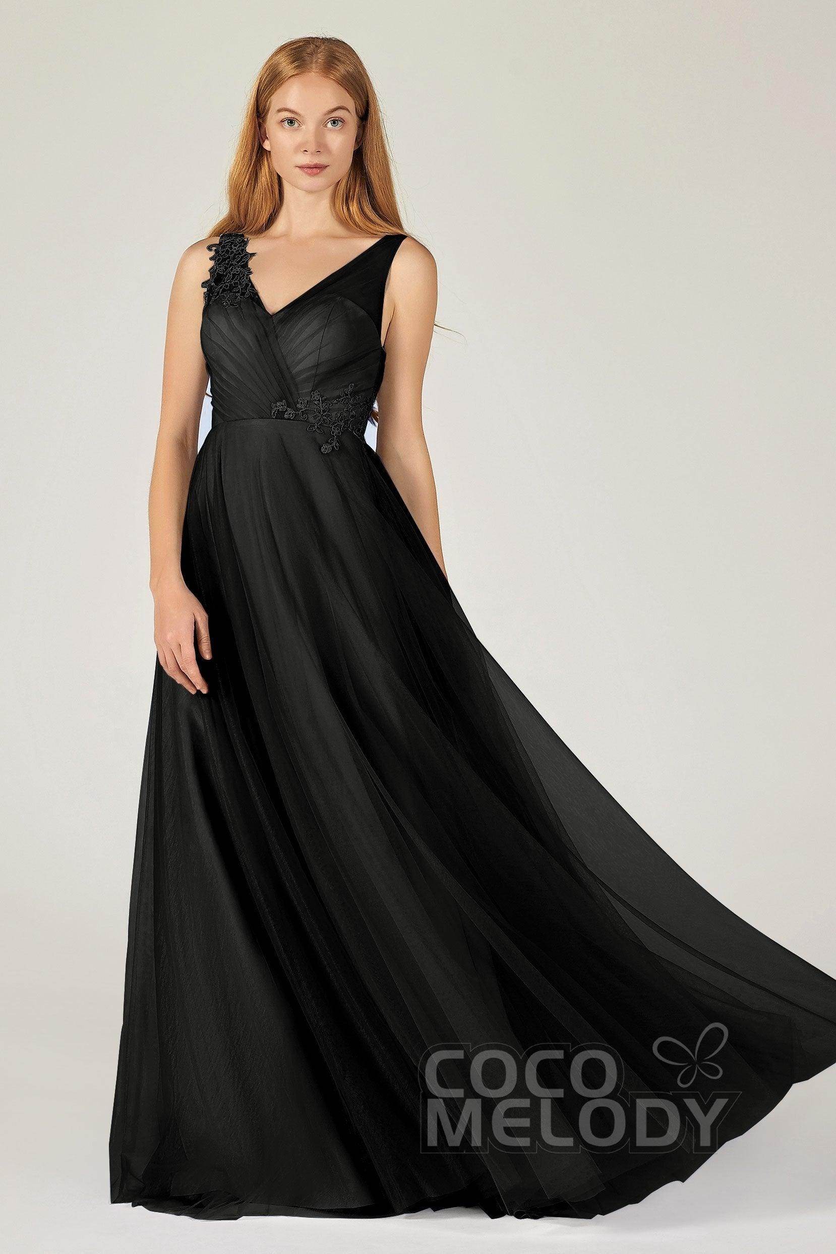 A-Line Floor Length Tulle Bridesmaid Dress CB0385