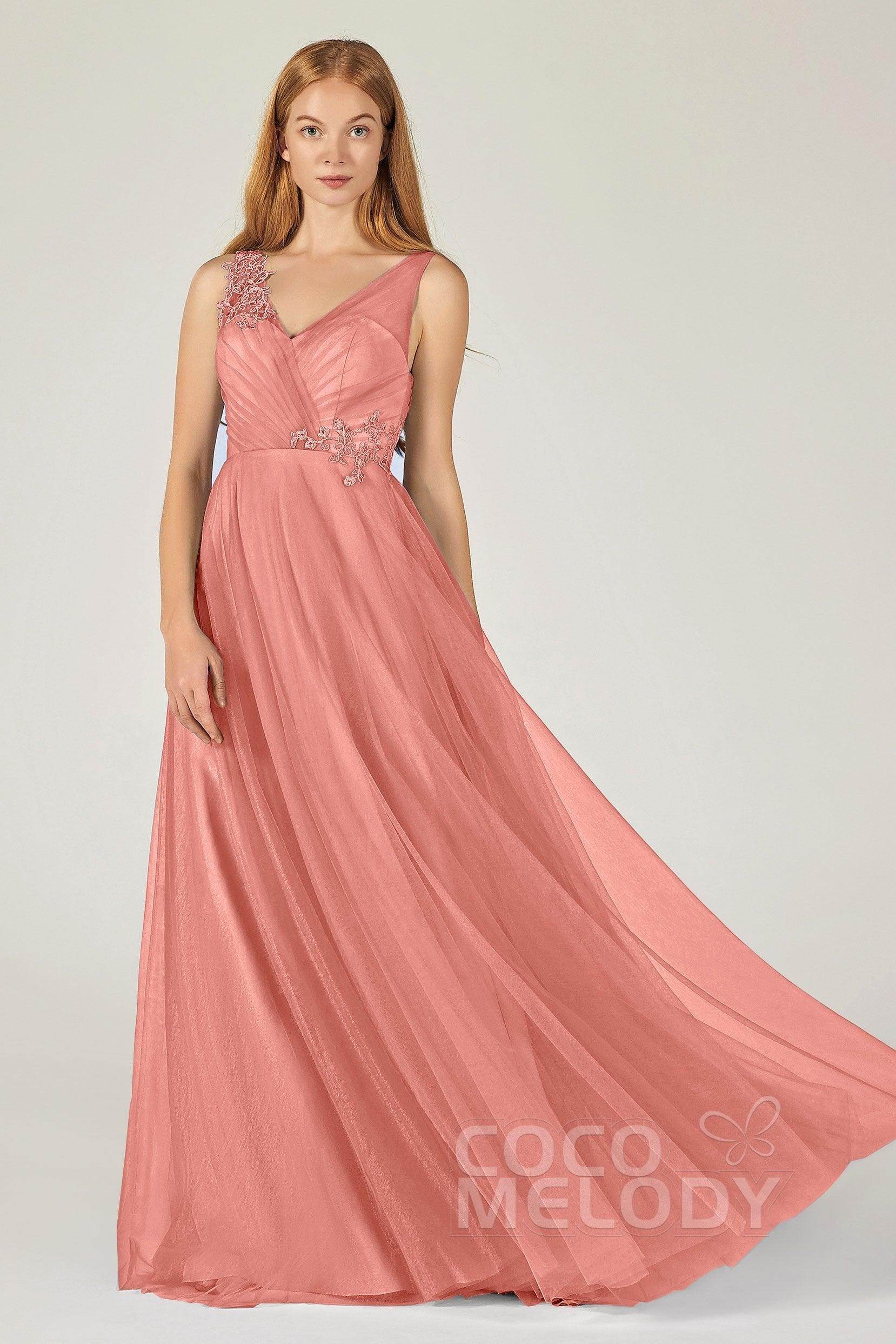 A-Line Floor Length Tulle Bridesmaid Dress CB0385