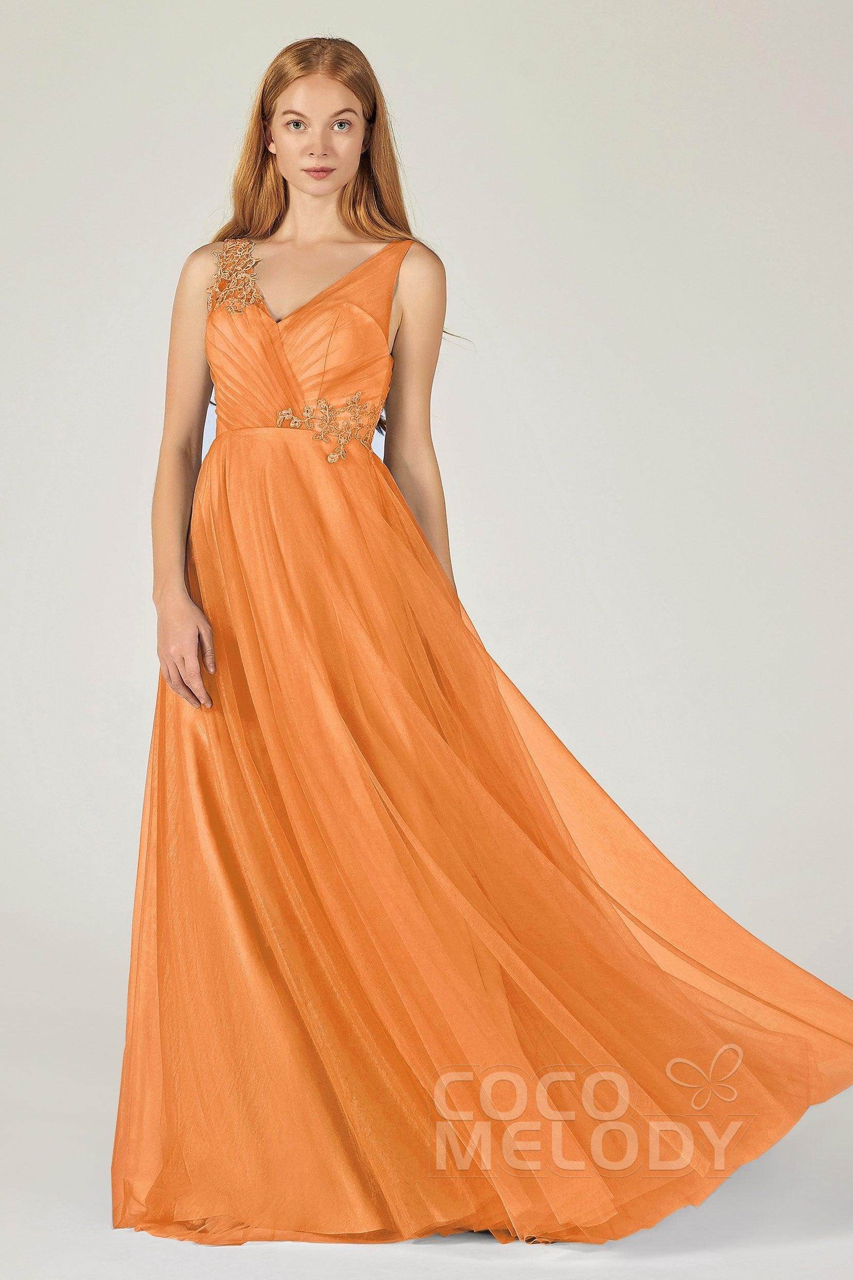 A-Line Floor Length Tulle Bridesmaid Dress CB0385