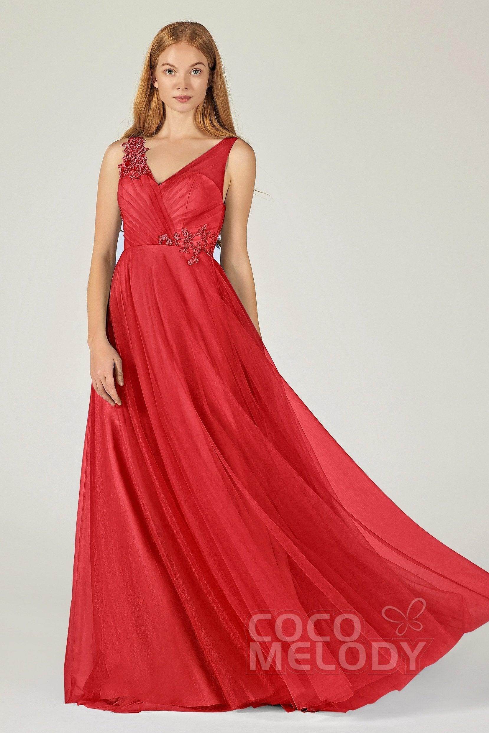 A-Line Floor Length Tulle Bridesmaid Dress CB0385