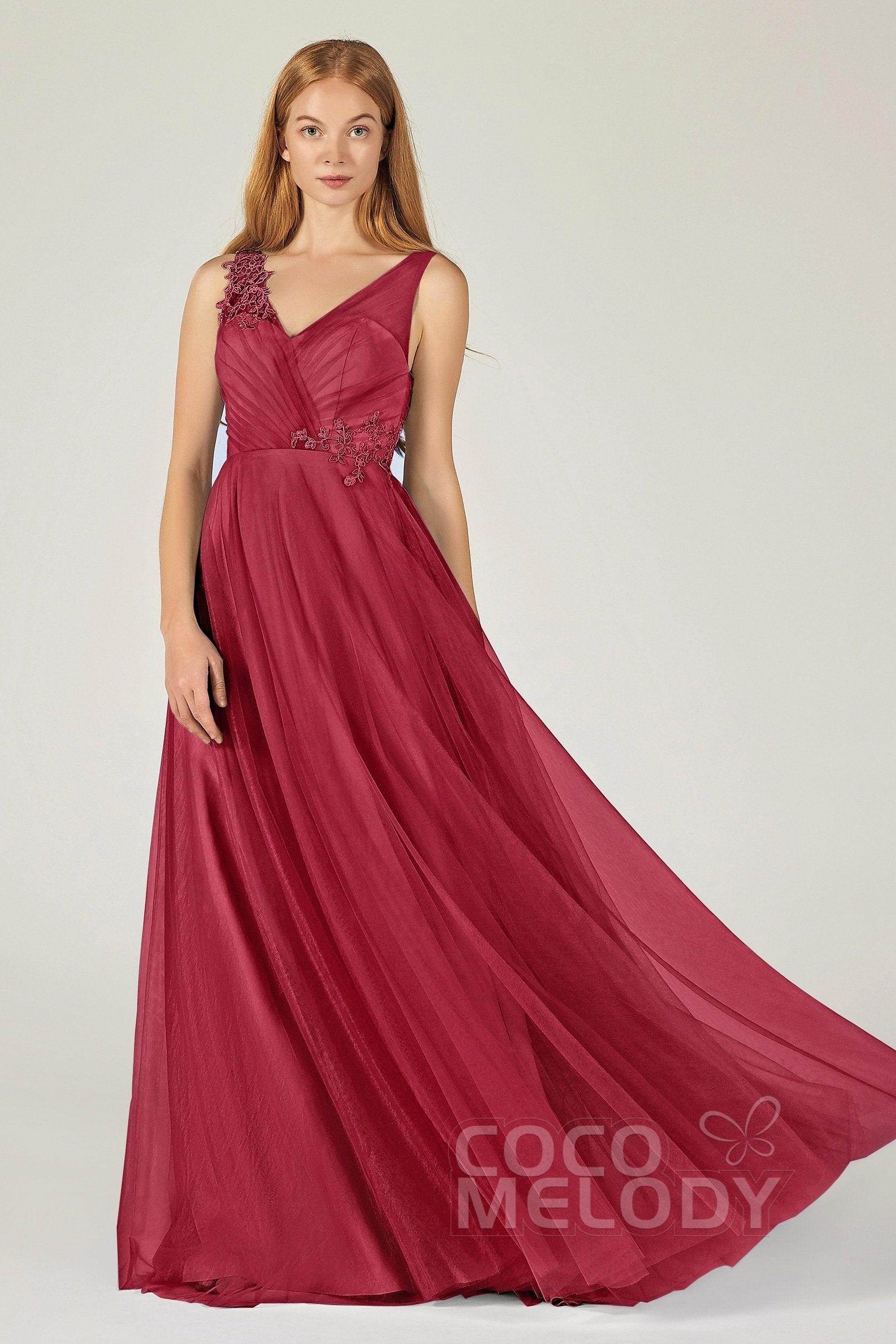 A-Line Floor Length Tulle Bridesmaid Dress CB0385