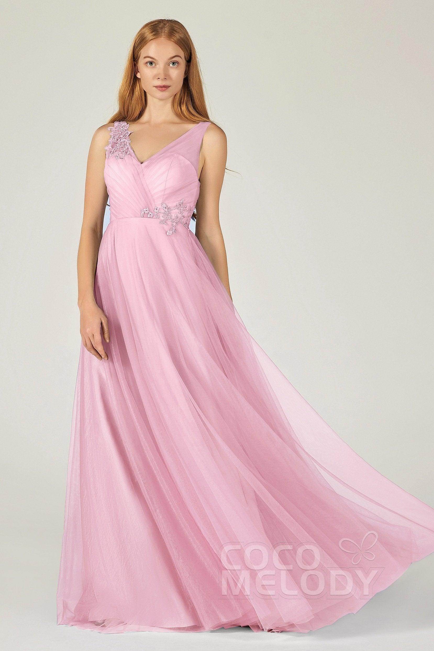 A-Line Floor Length Tulle Bridesmaid Dress CB0385