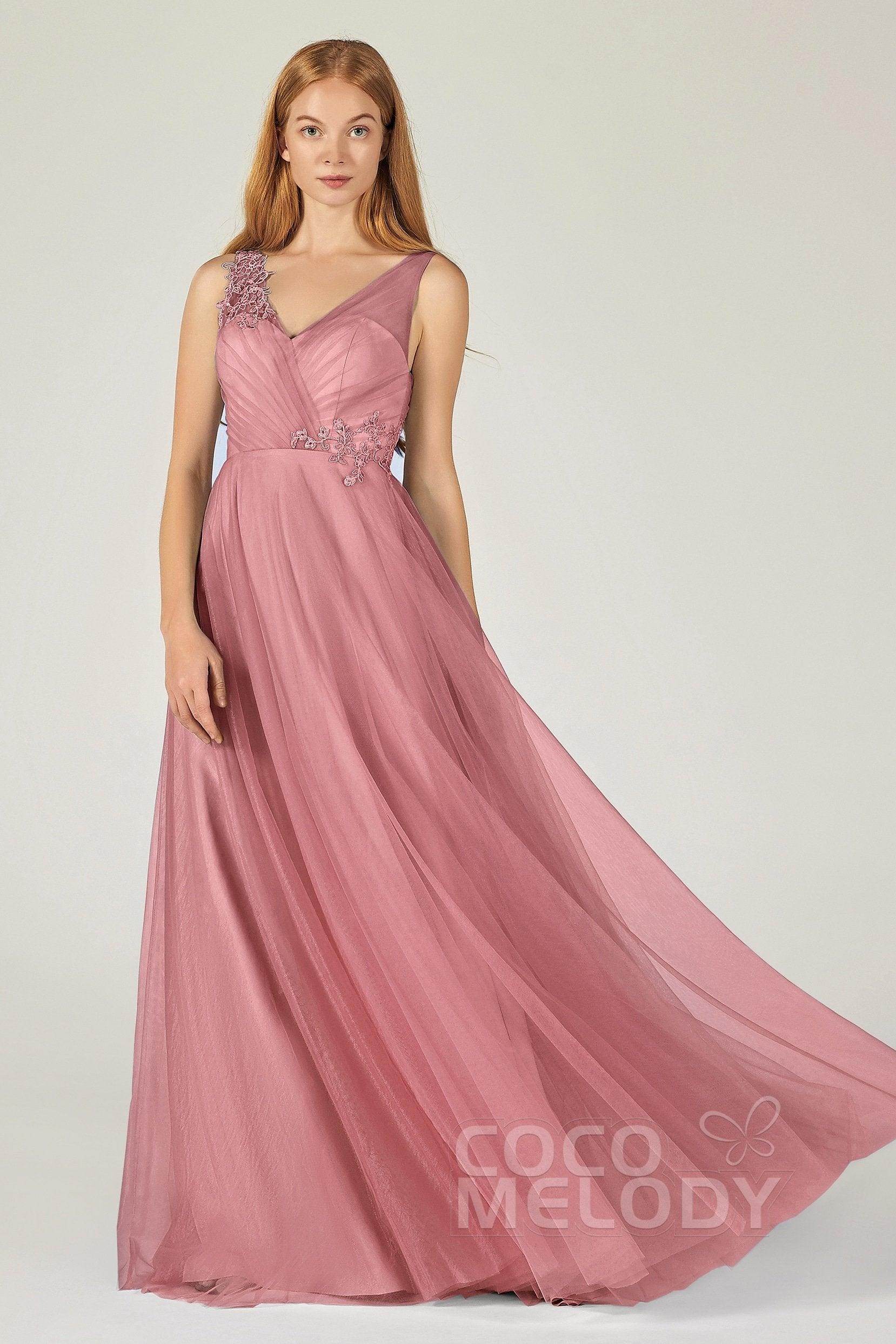 A-Line Floor Length Tulle Bridesmaid Dress CB0385