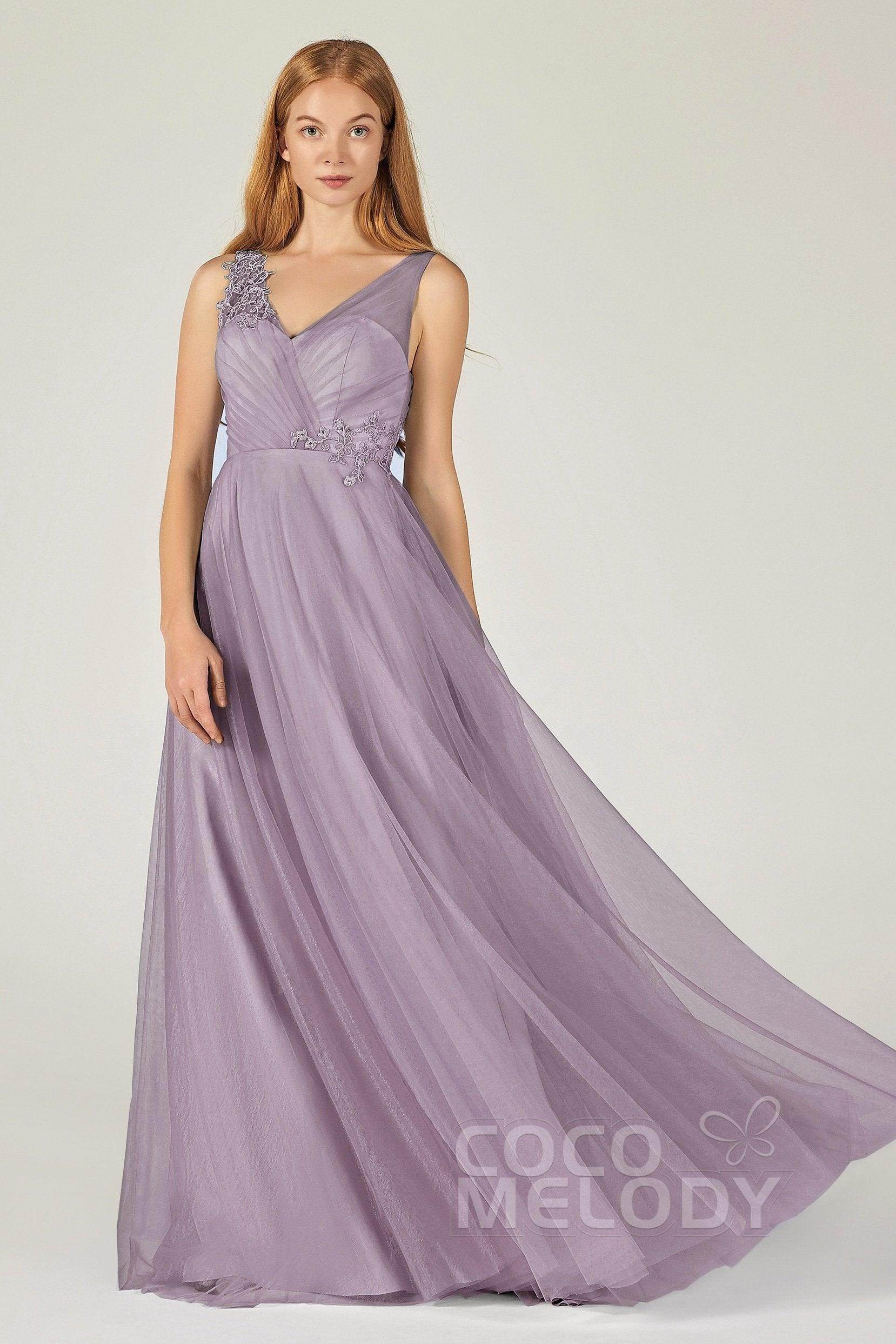 A-Line Floor Length Tulle Bridesmaid Dress CB0385