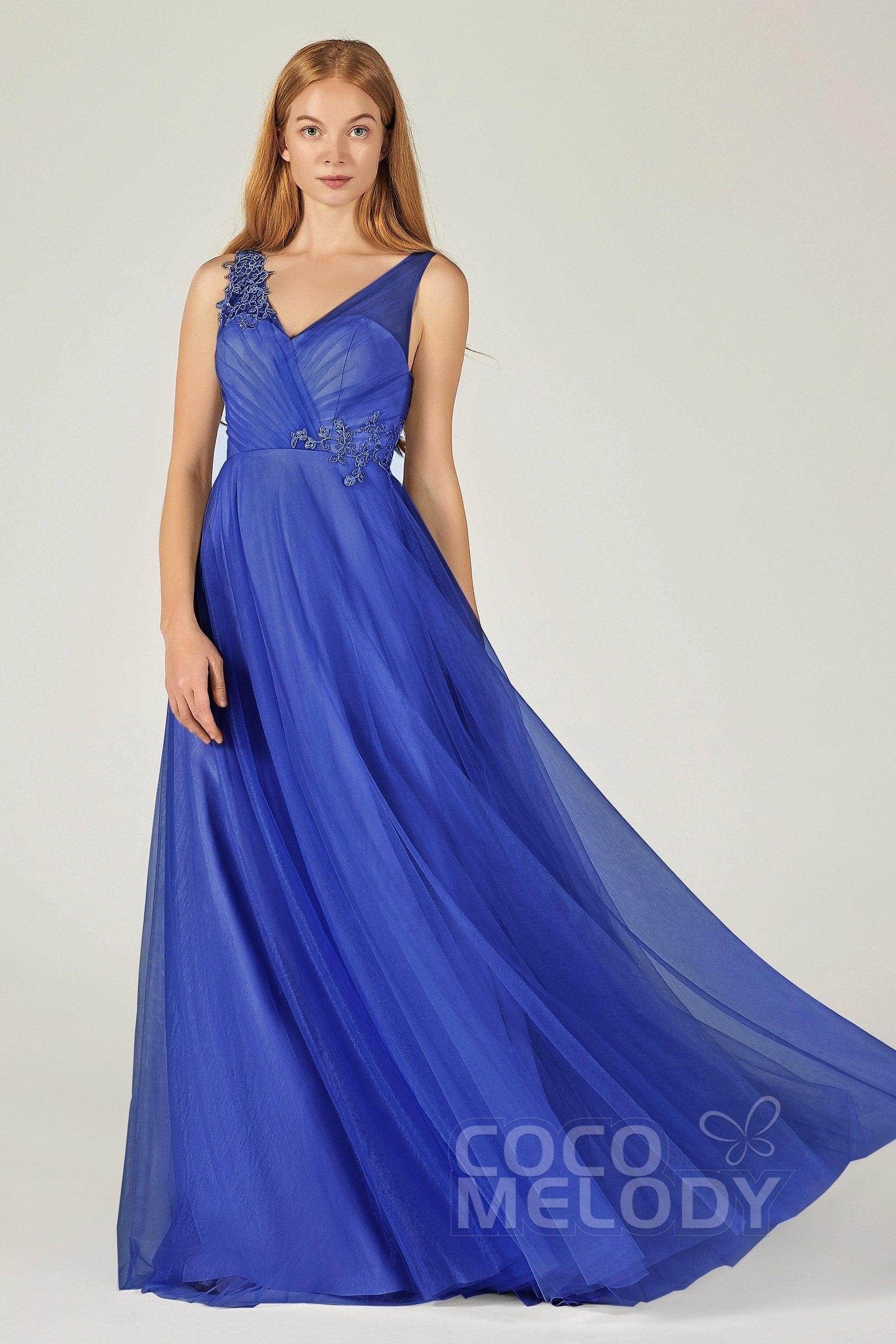 A-Line Floor Length Tulle Bridesmaid Dress CB0385