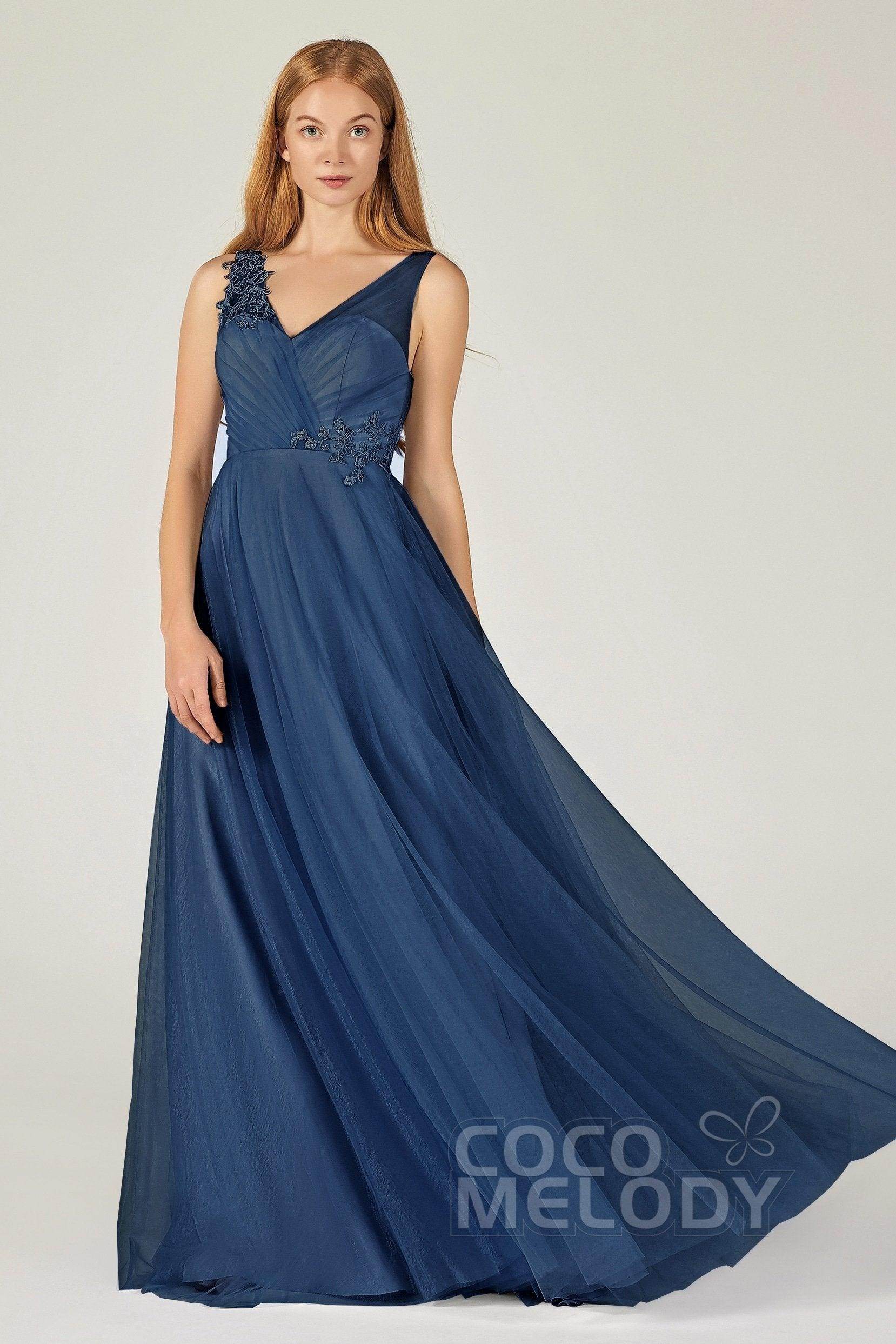 A-Line Floor Length Tulle Bridesmaid Dress CB0385