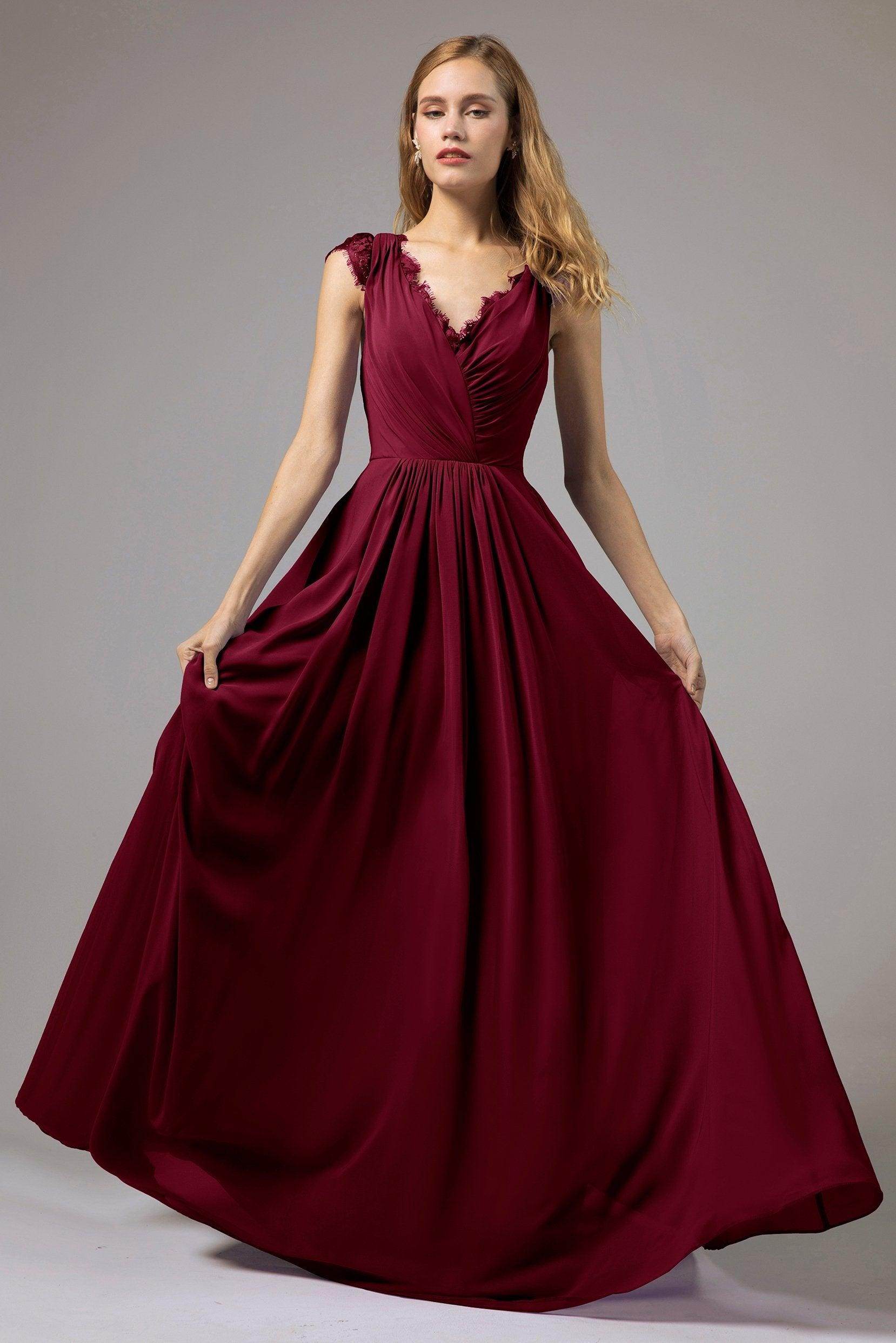 A-Line Floor Length Chiffon Bridesmaid Dress Formal Dresses CB0387