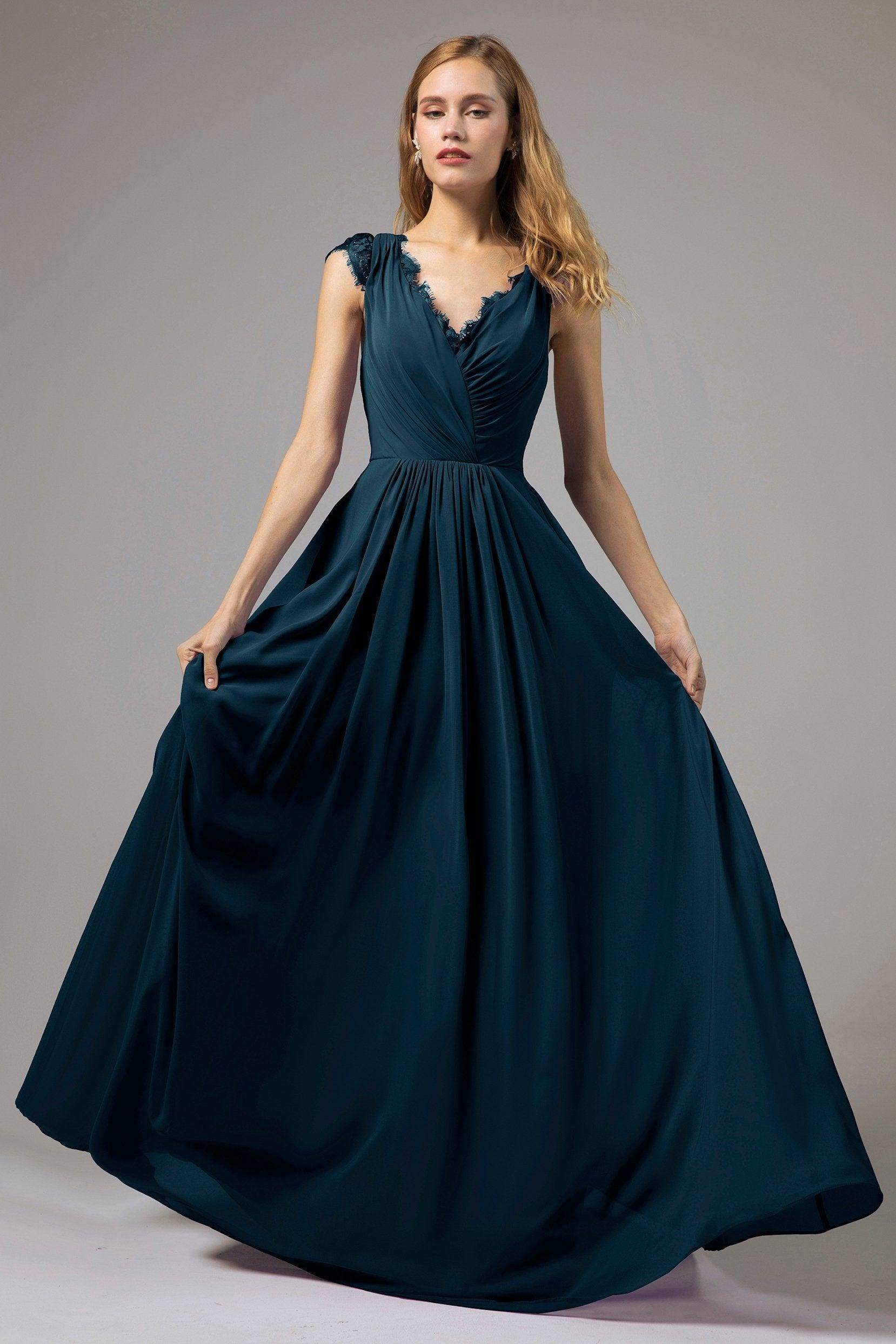 A-Line Floor Length Chiffon Bridesmaid Dress Formal Dresses CB0387