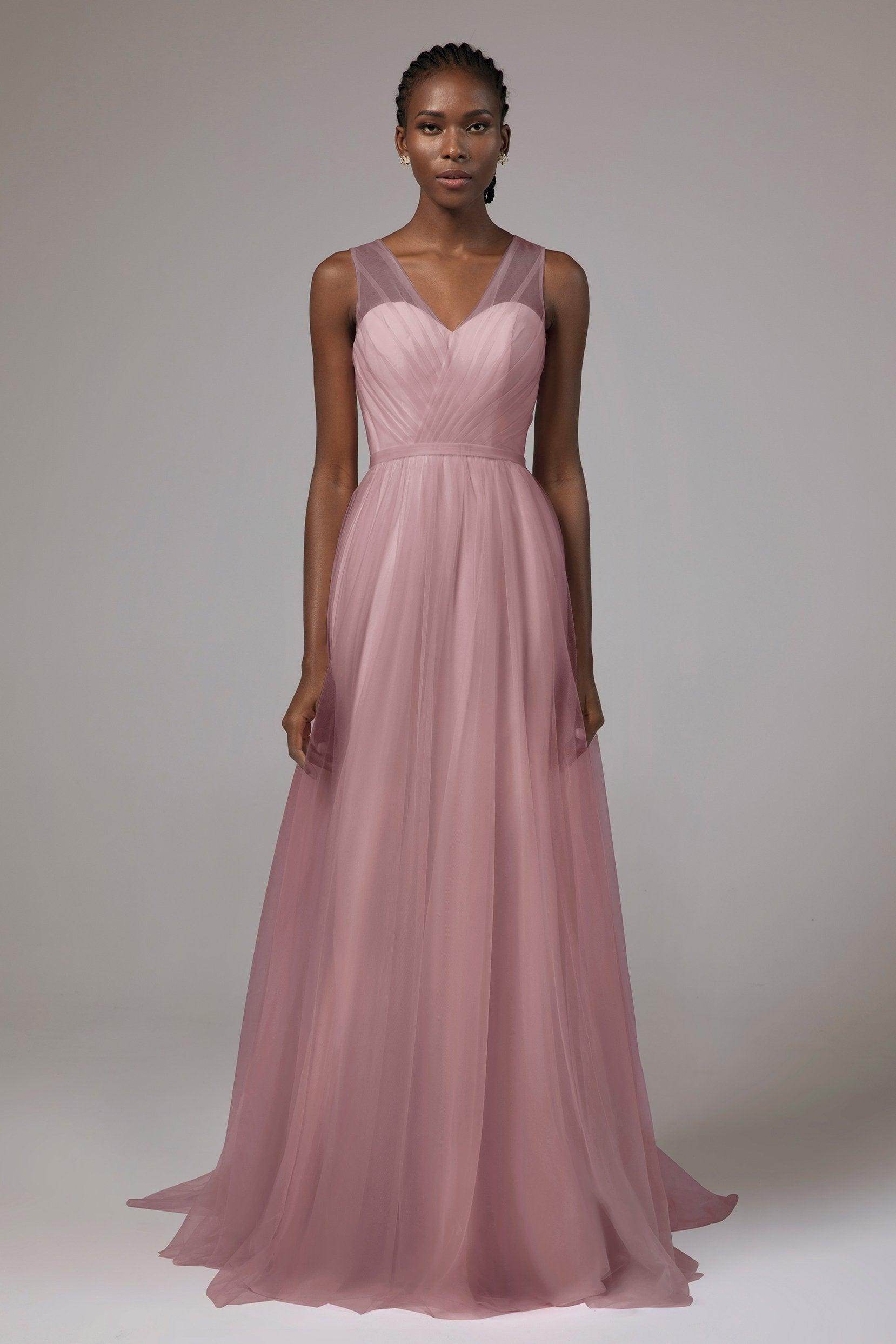 A-Line Floor Length Tulle/Chiffon Bridesmaid Dress CB0392