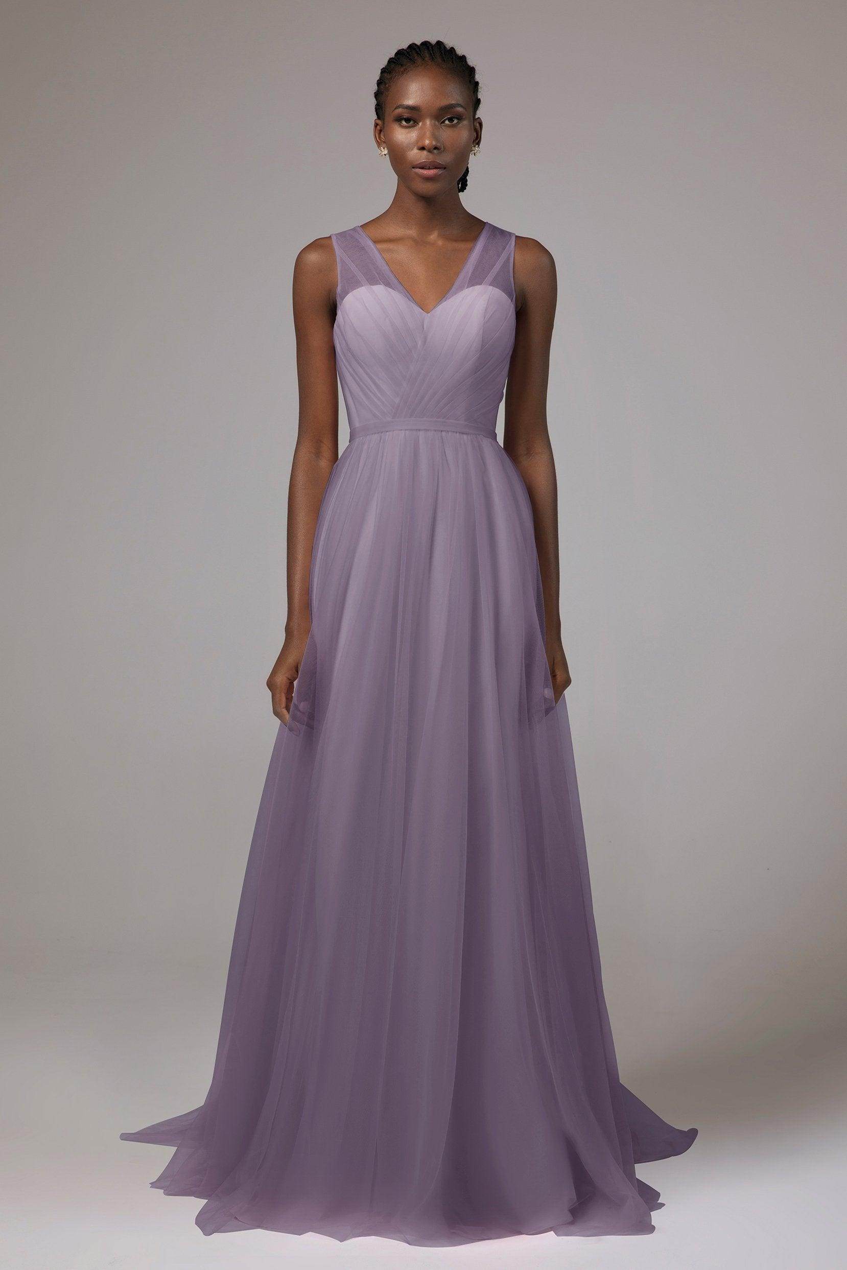 A-Line Floor Length Tulle/Chiffon Bridesmaid Dress CB0392