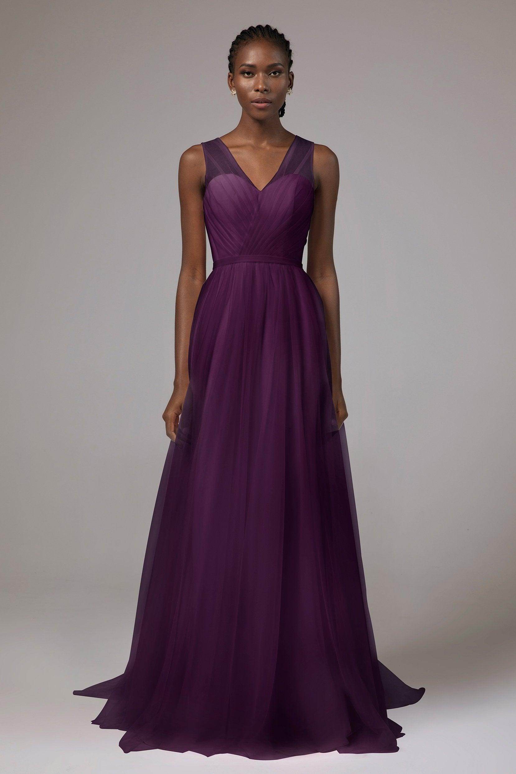 A-Line Floor Length Tulle/Chiffon Bridesmaid Dress CB0392