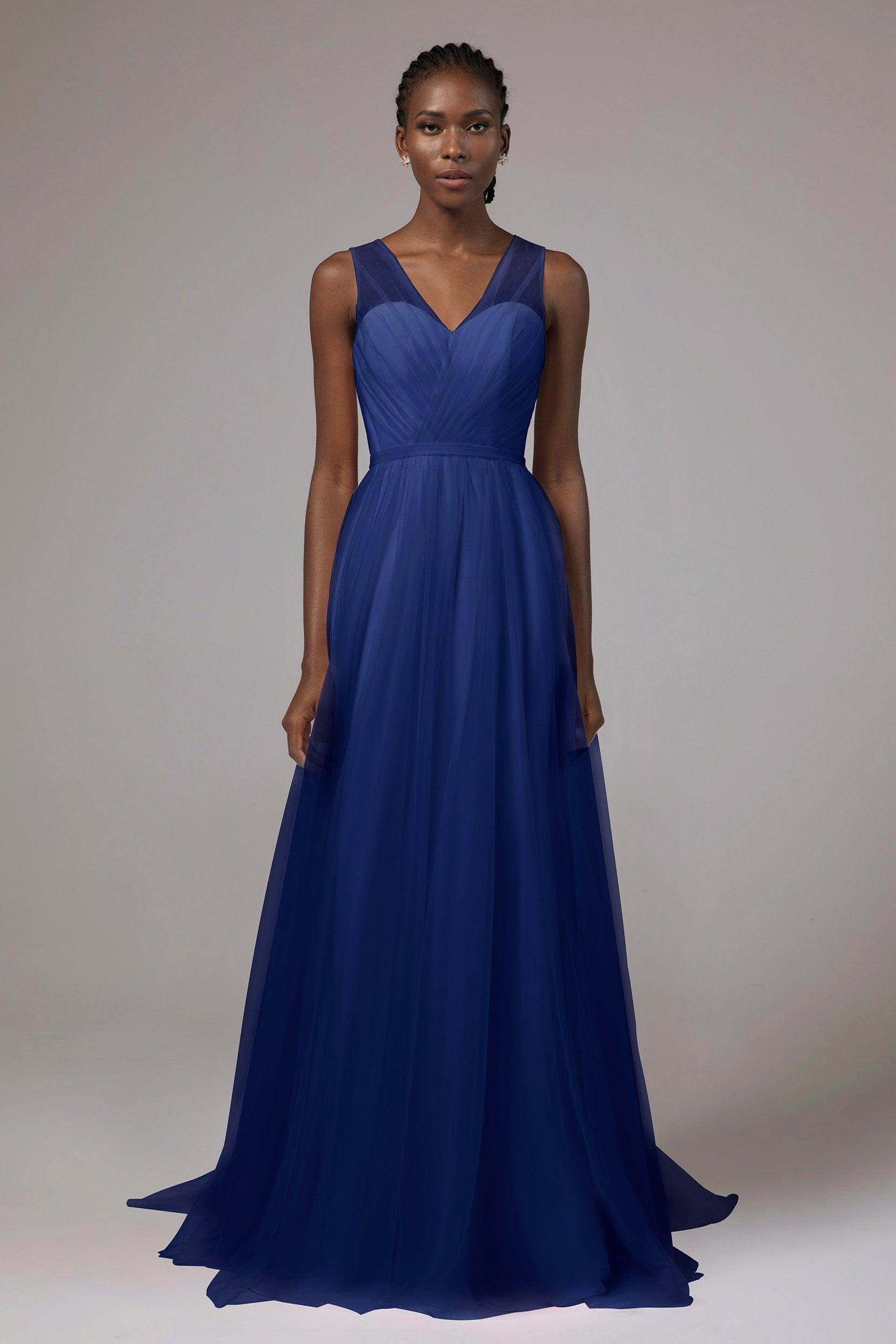 A-Line Floor Length Tulle/Chiffon Bridesmaid Dress CB0392