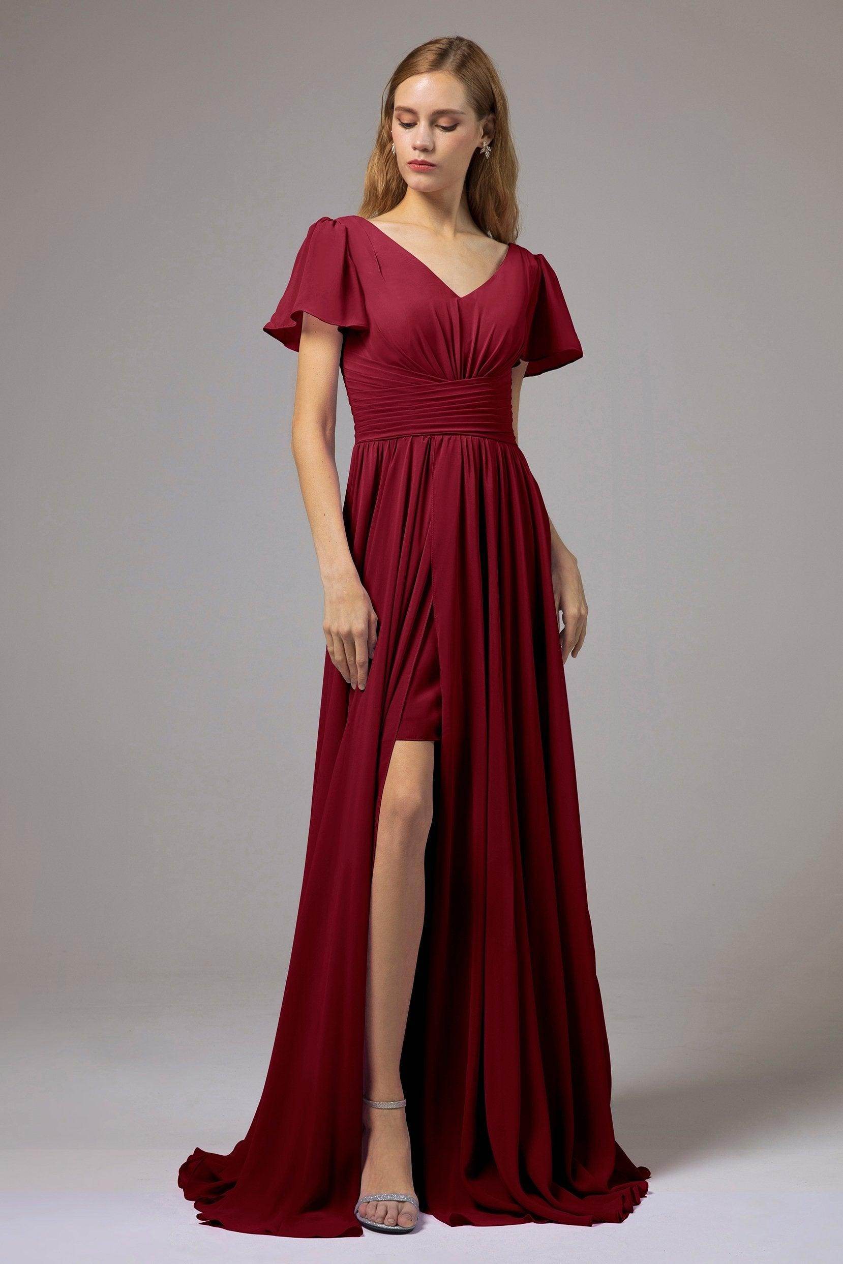 A-Line Floor Length Chiffon Bridesmaid Dress CB0396