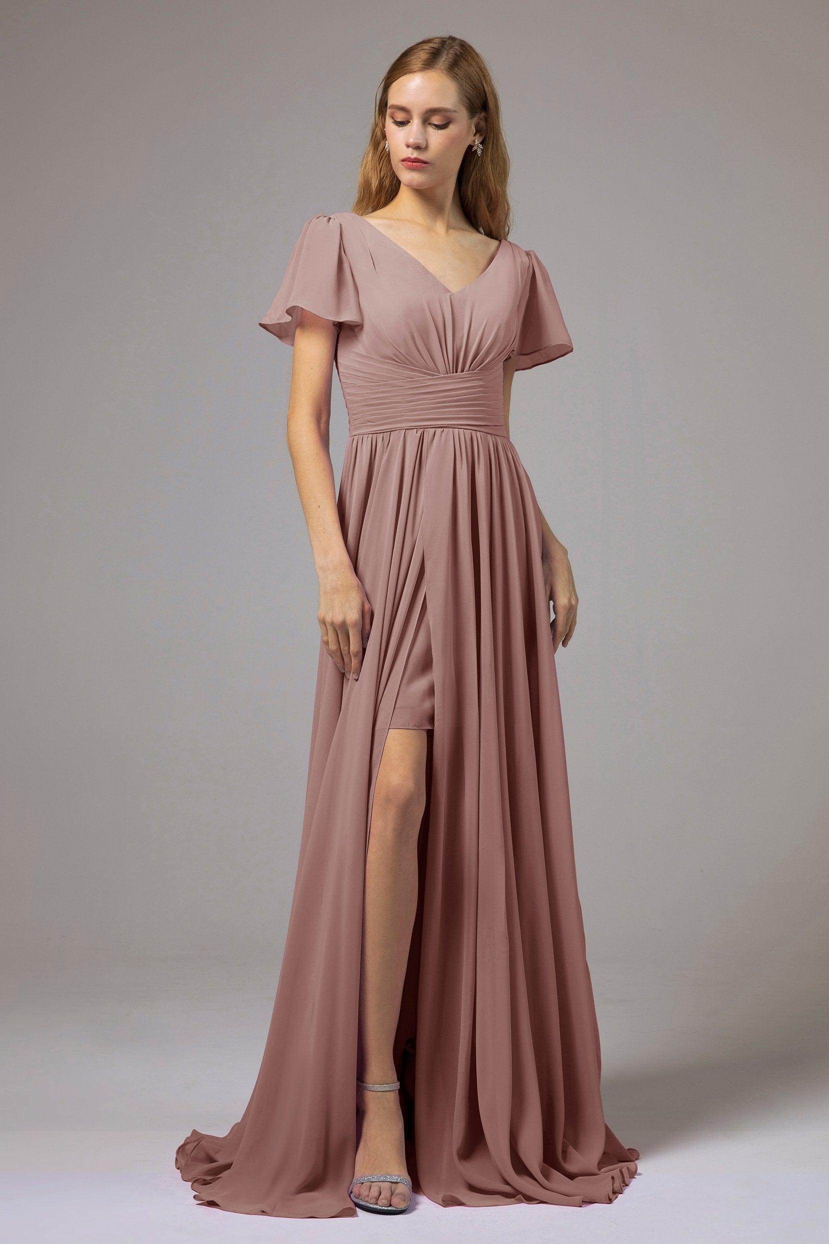 A-Line Floor Length Chiffon Bridesmaid Dress CB0396