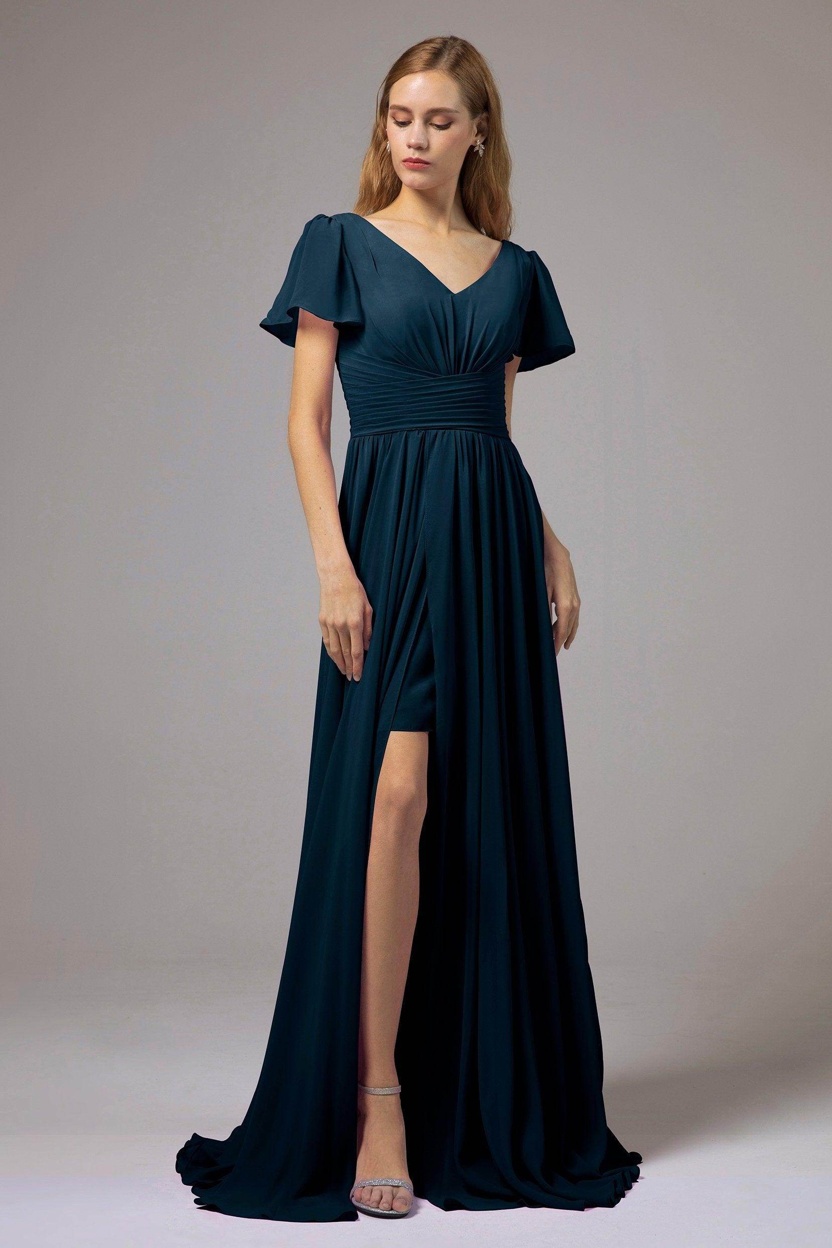 A-Line Floor Length Chiffon Bridesmaid Dress CB0396