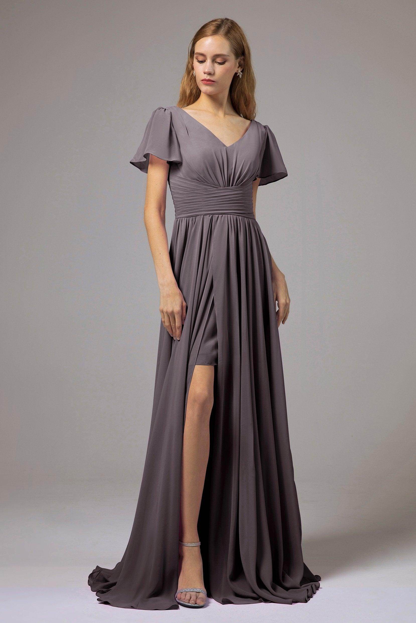 A-Line Floor Length Chiffon Bridesmaid Dress CB0396