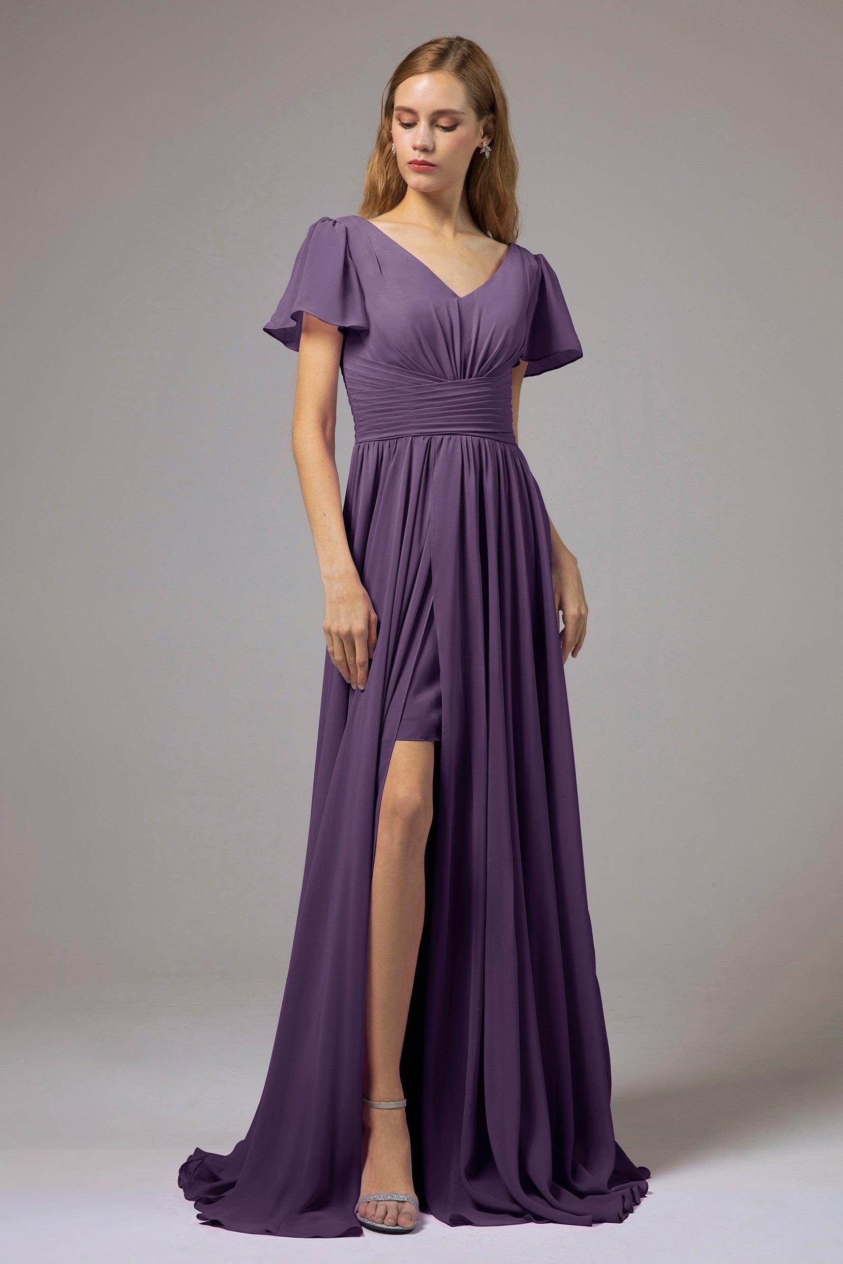 A-Line Floor Length Chiffon Bridesmaid Dress CB0396