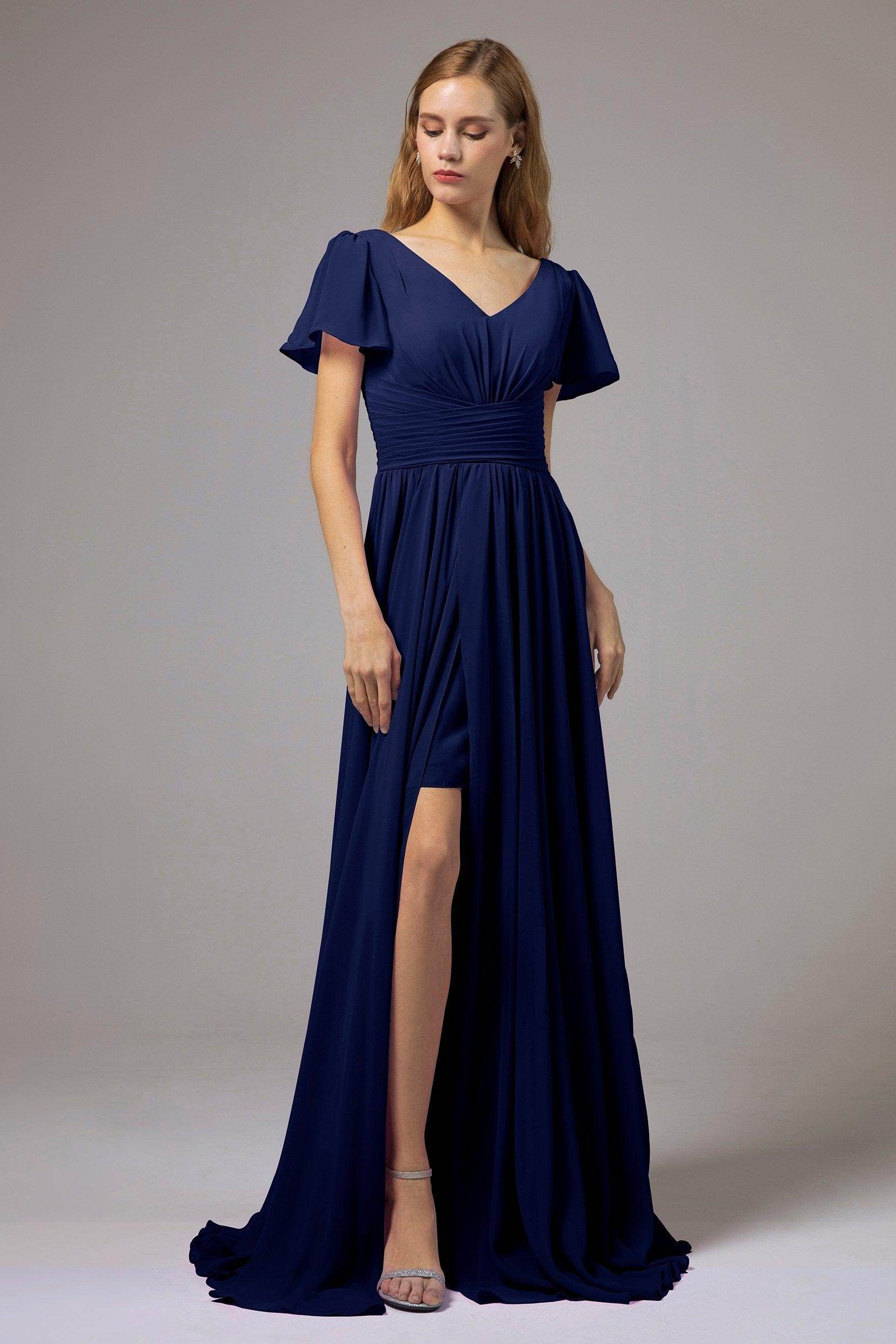 A-Line Floor Length Chiffon Bridesmaid Dress CB0396