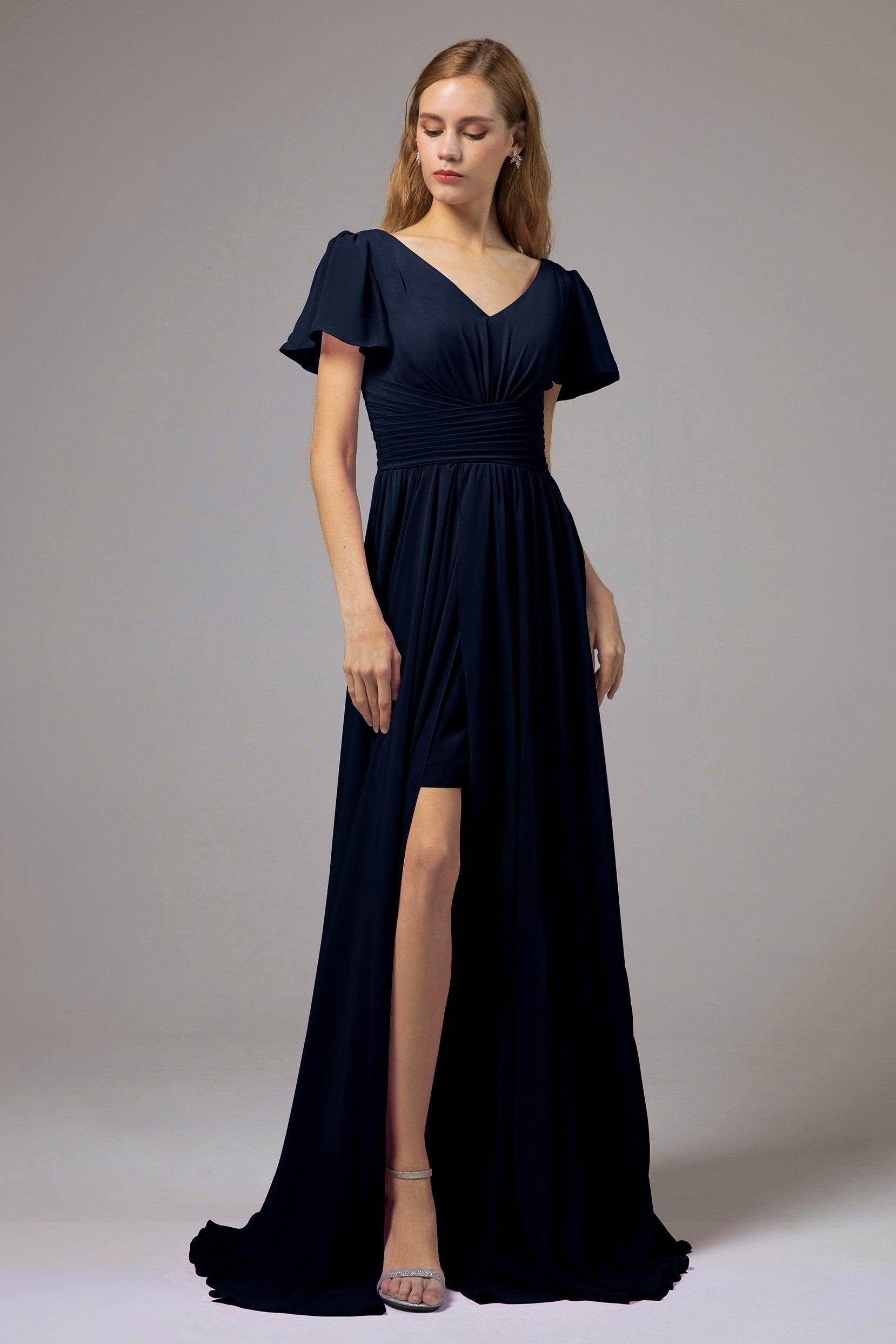 A-Line Floor Length Chiffon Bridesmaid Dress CB0396